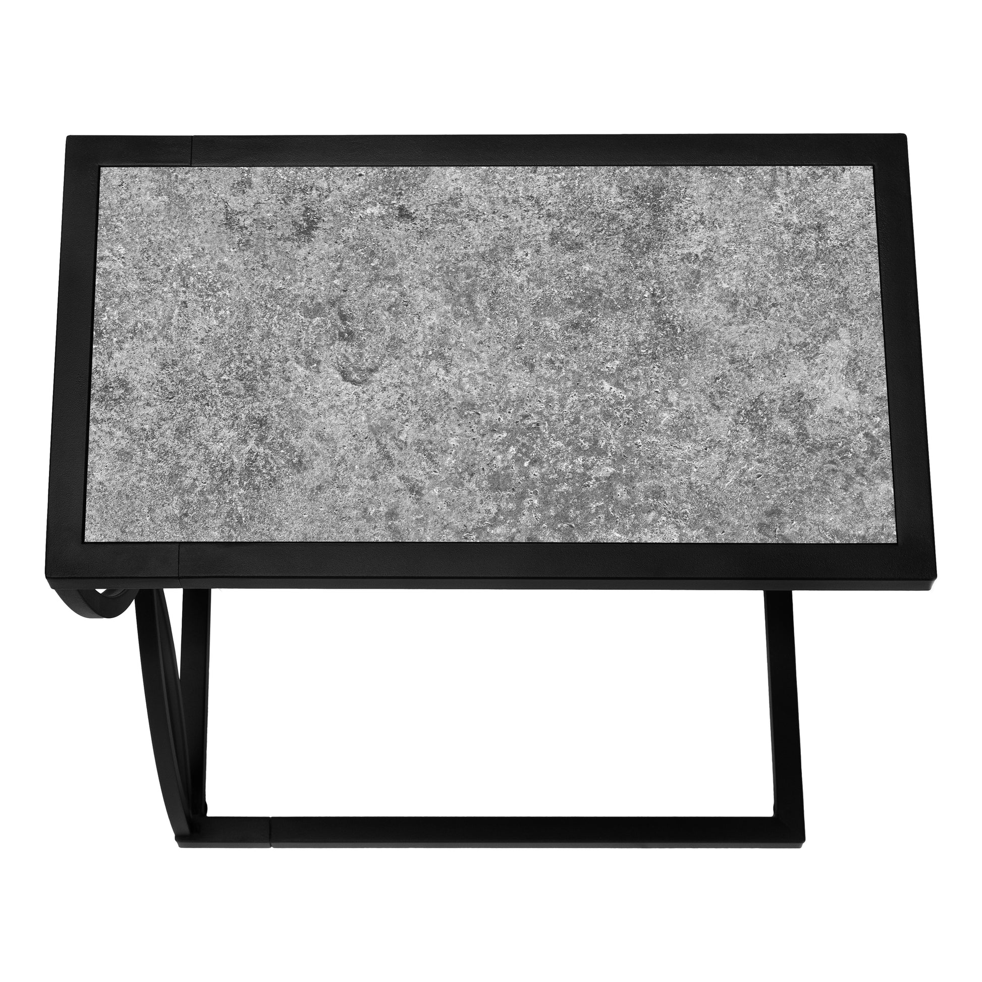 Rectangular concrete top accent table with black metal frame