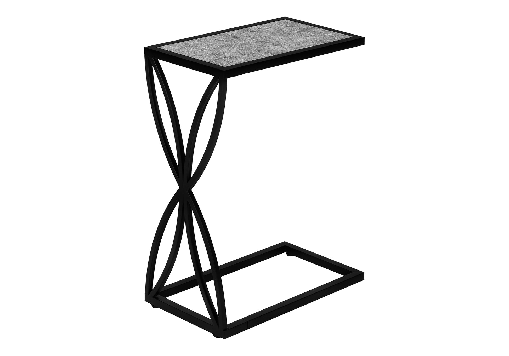 Modern ctable with gray speckled top and black metal base perfect accent table