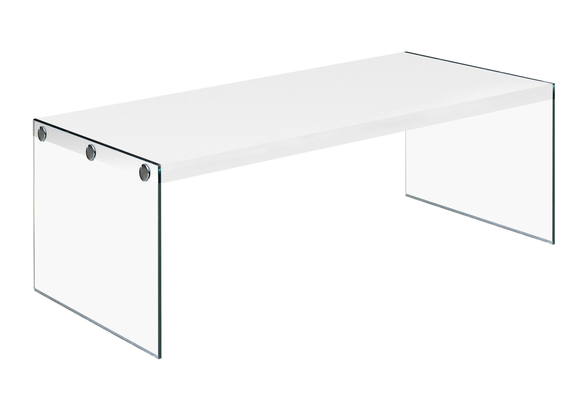 Modern white tempered glass coffee table with waterfall design