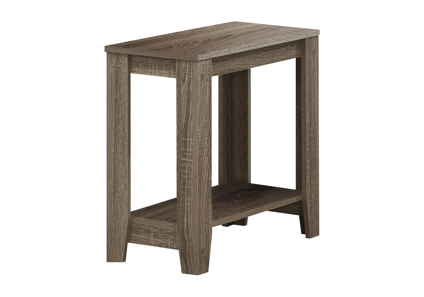 Modern faux wood narrow side table with lower shelf