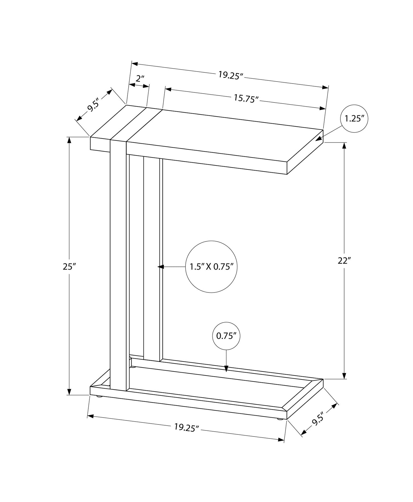 Ctable dimensions  W x  D x  H with a  deep tabletop