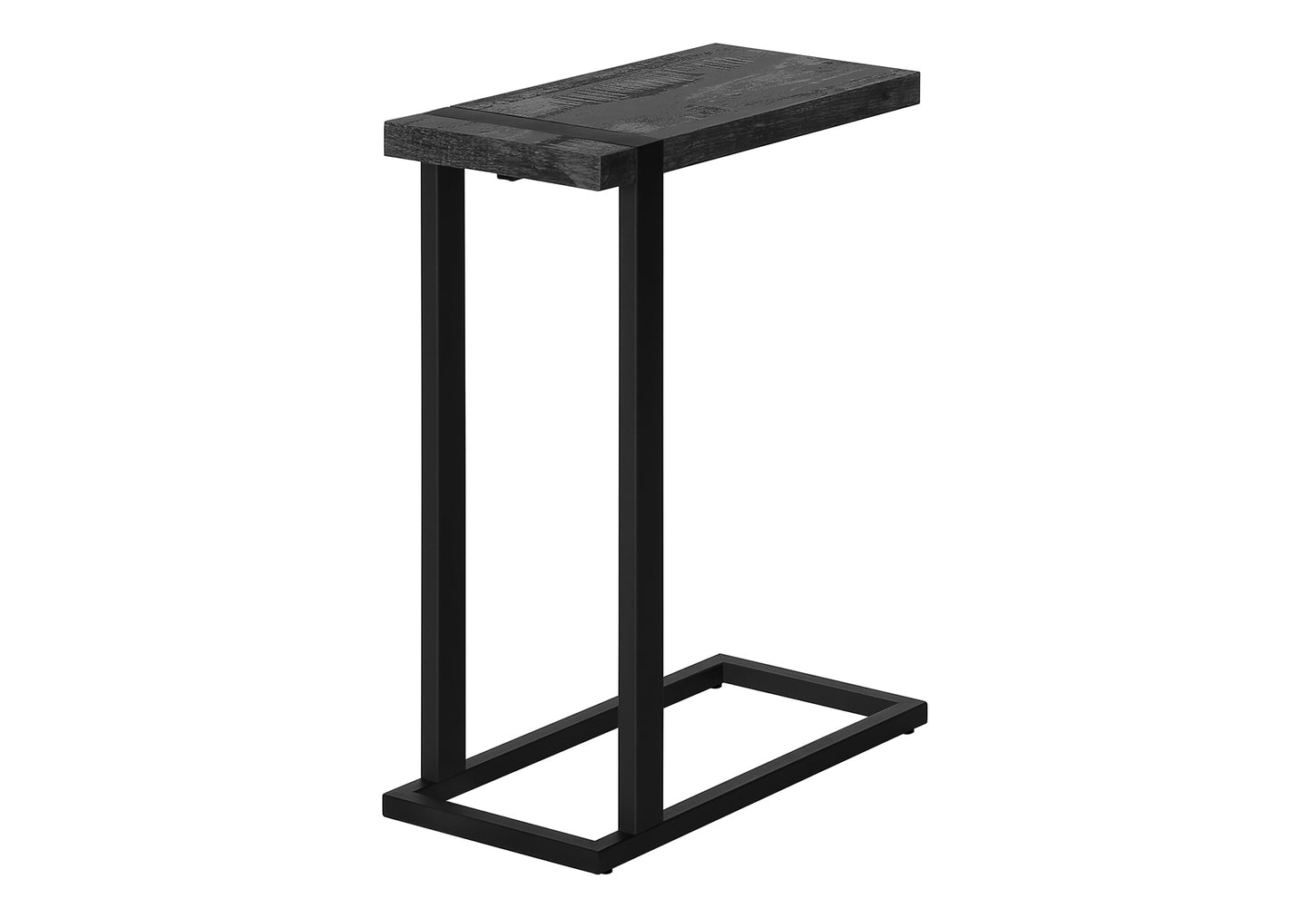Black metal Ctable with distressed wood top perfect for modern living rooms
