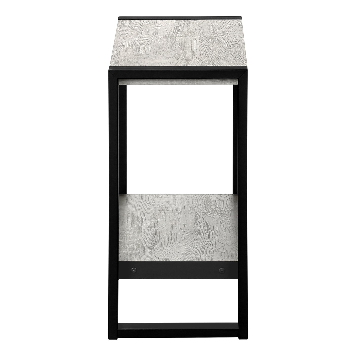 Industrial style bar stool with white wash wood seat and black metal frame