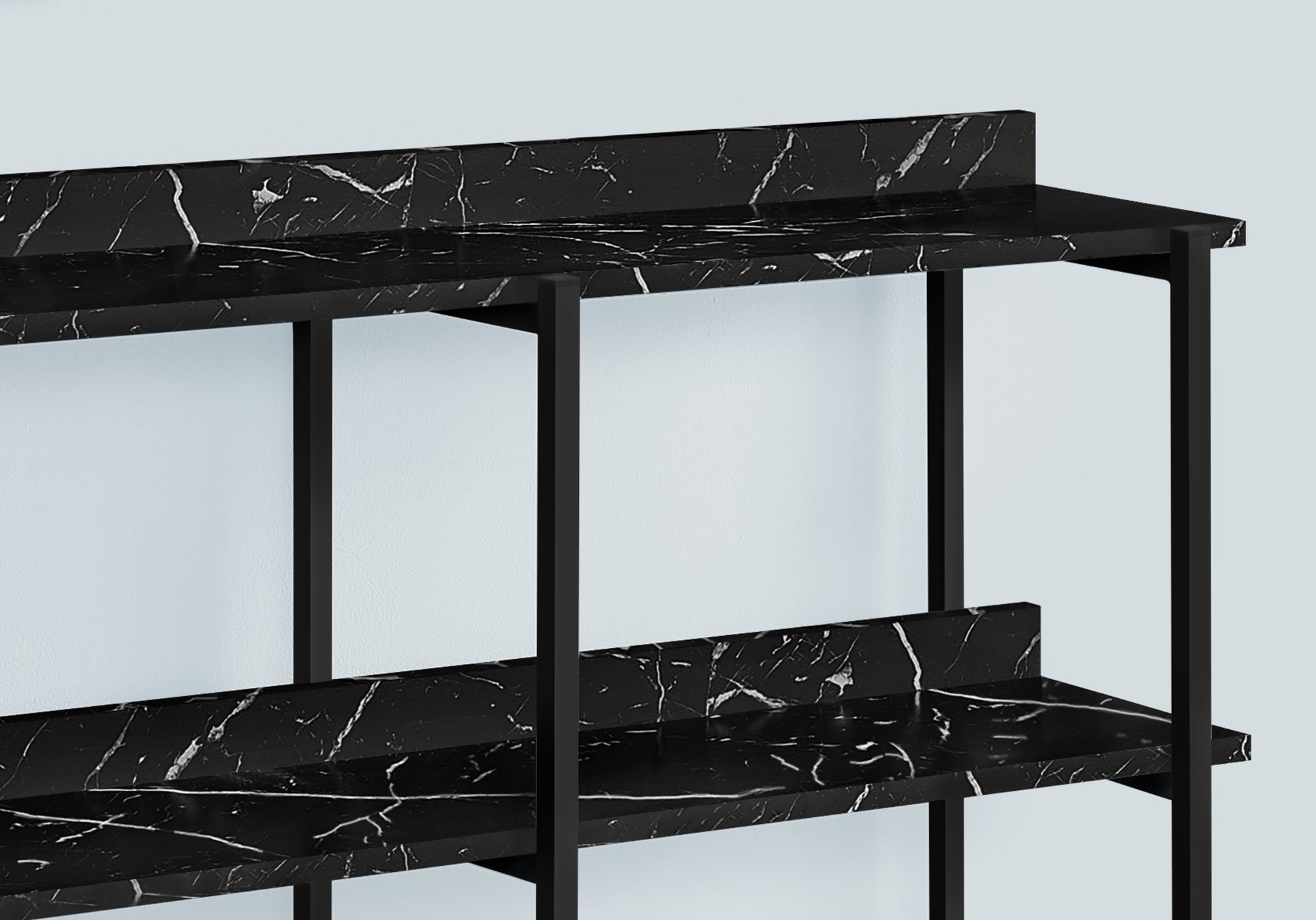 Black marble console table with sleek metal frame modern accent piece