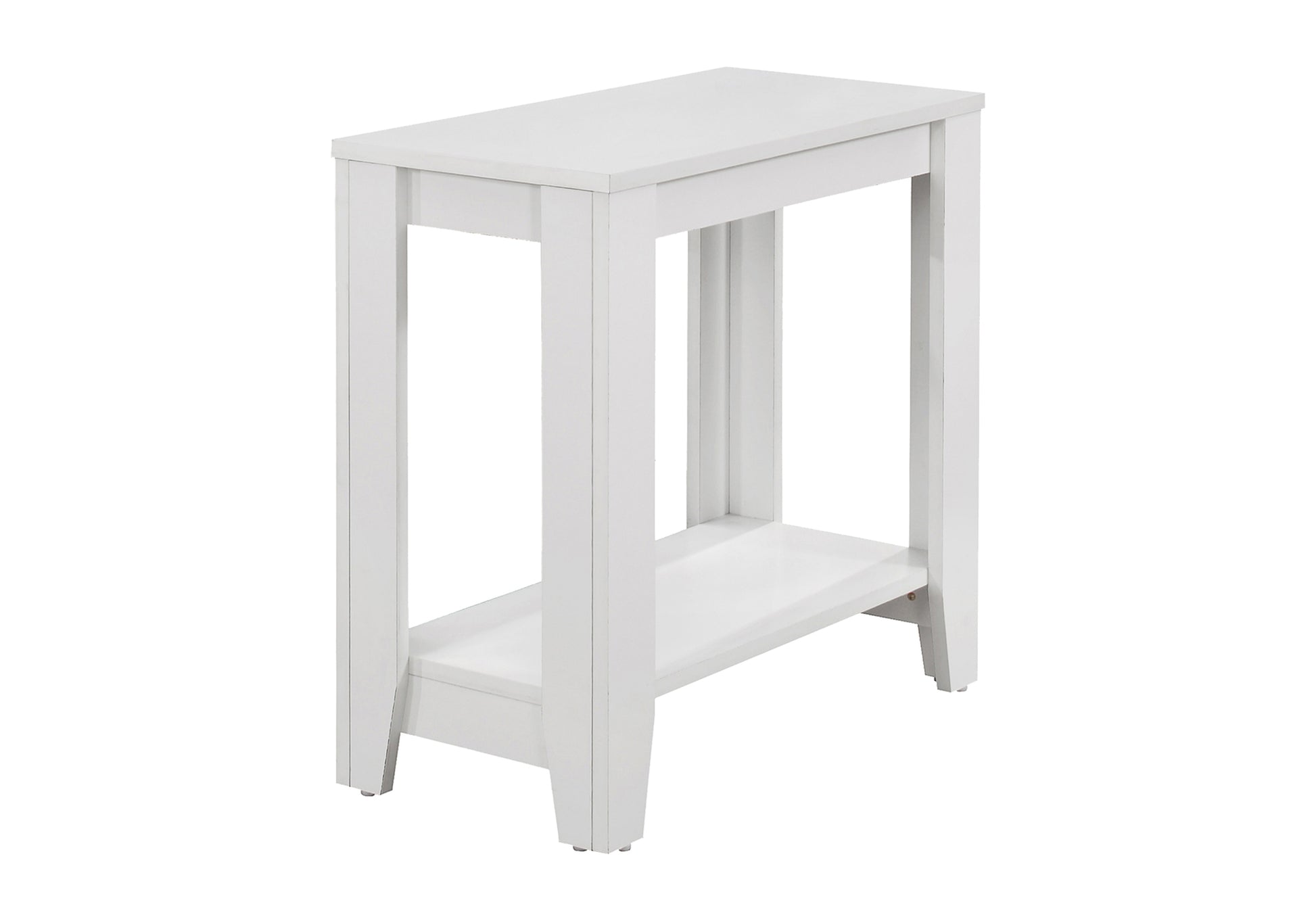 White wooden console table with two shelves ideal for narrow spaces
