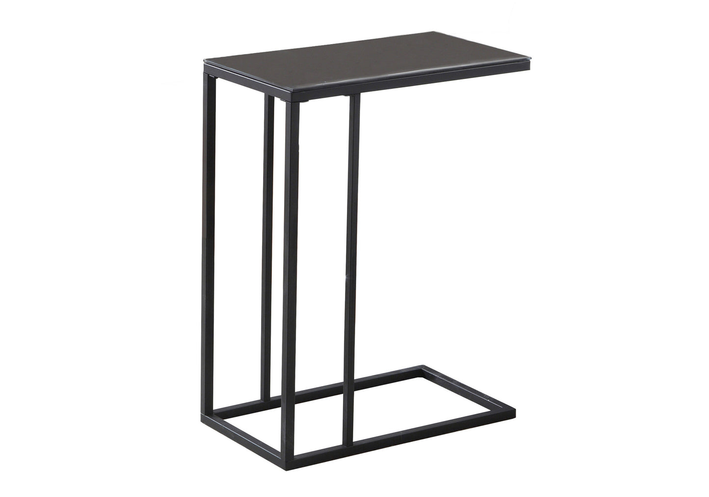 Sleek black metal ctable with a smooth dark surface perfect for a modern living room