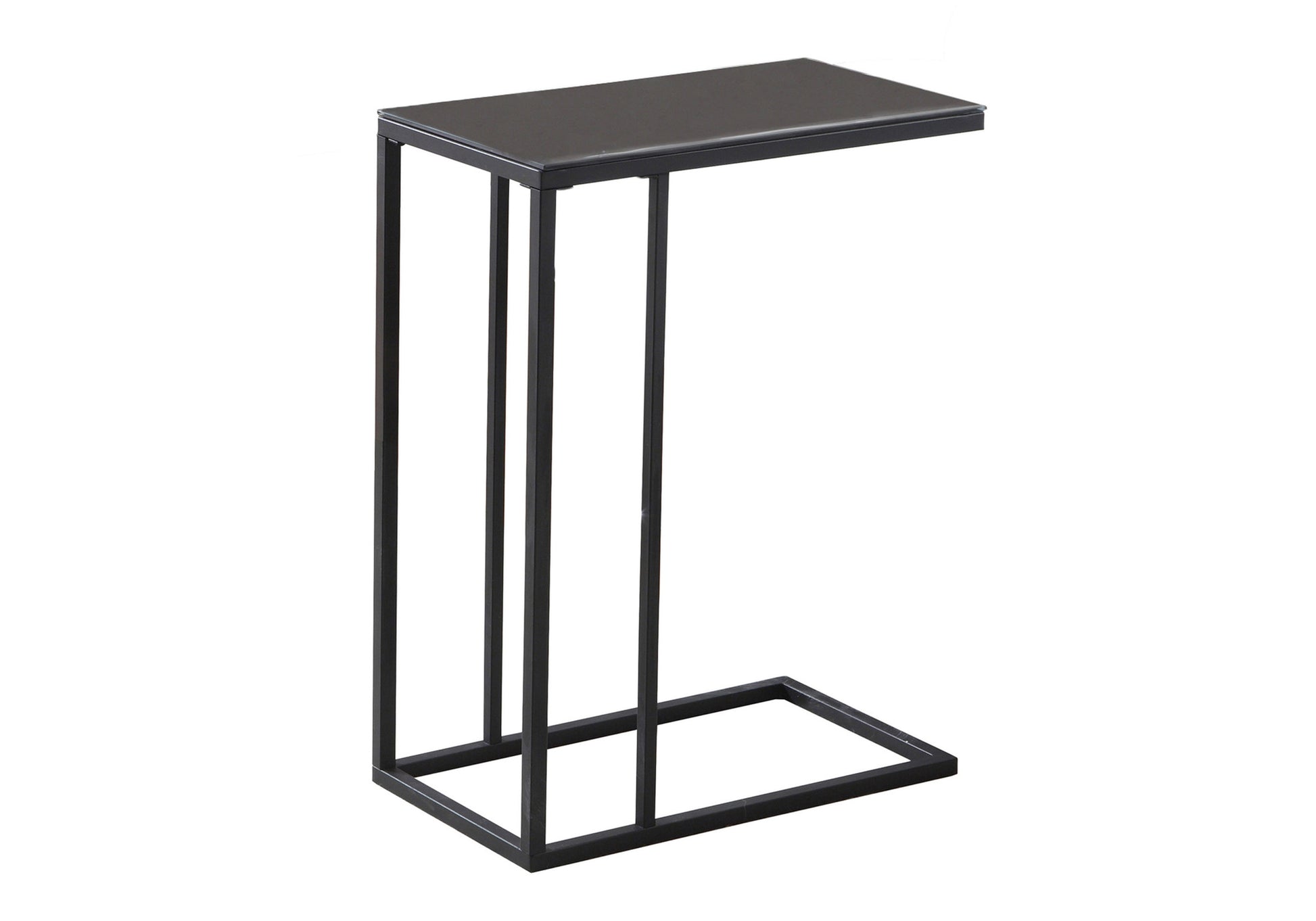 Sleek black metal ctable with a smooth dark surface perfect for a modern living room
