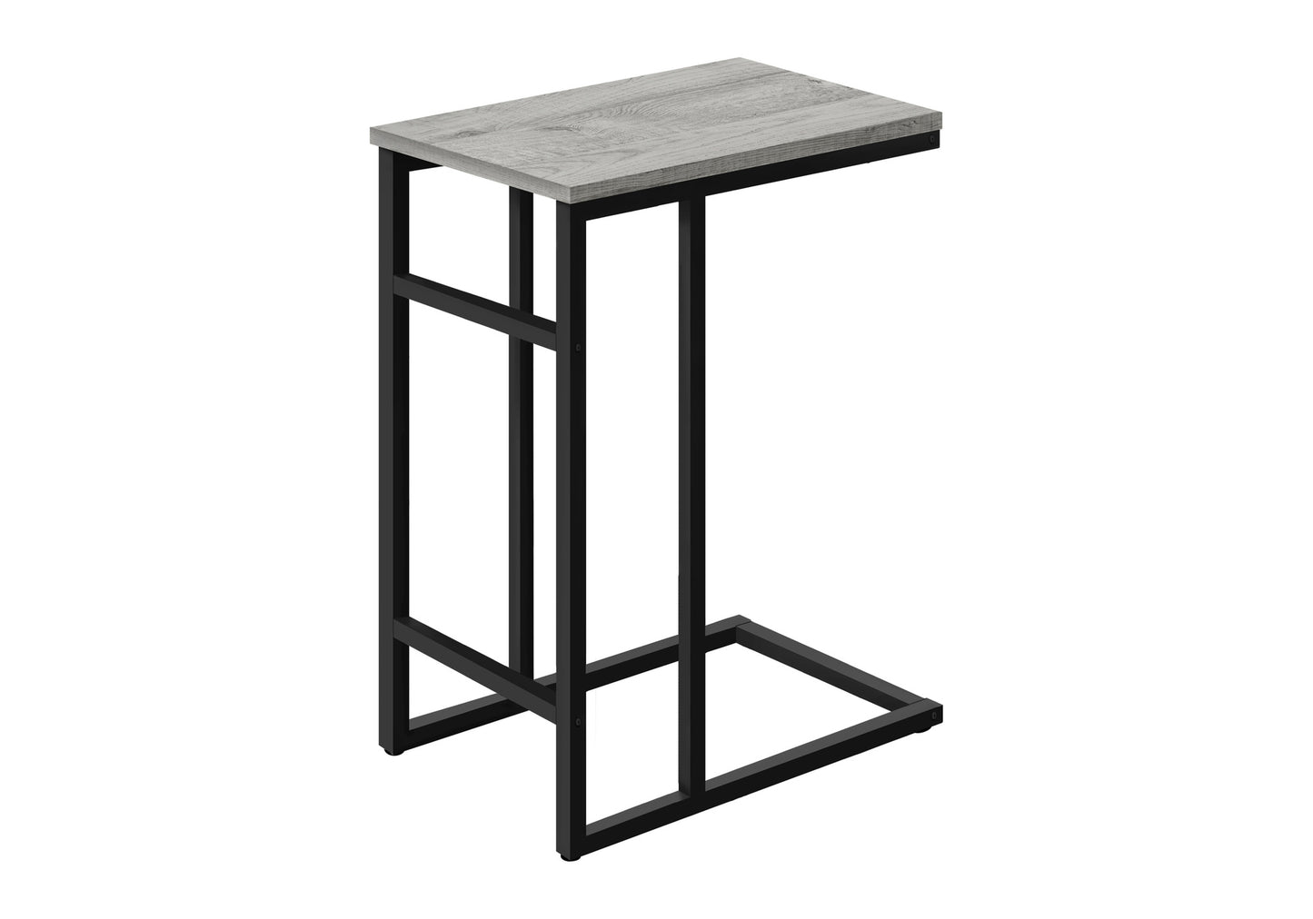 Modern grey wood top ctable with black metal frame perfect for side use