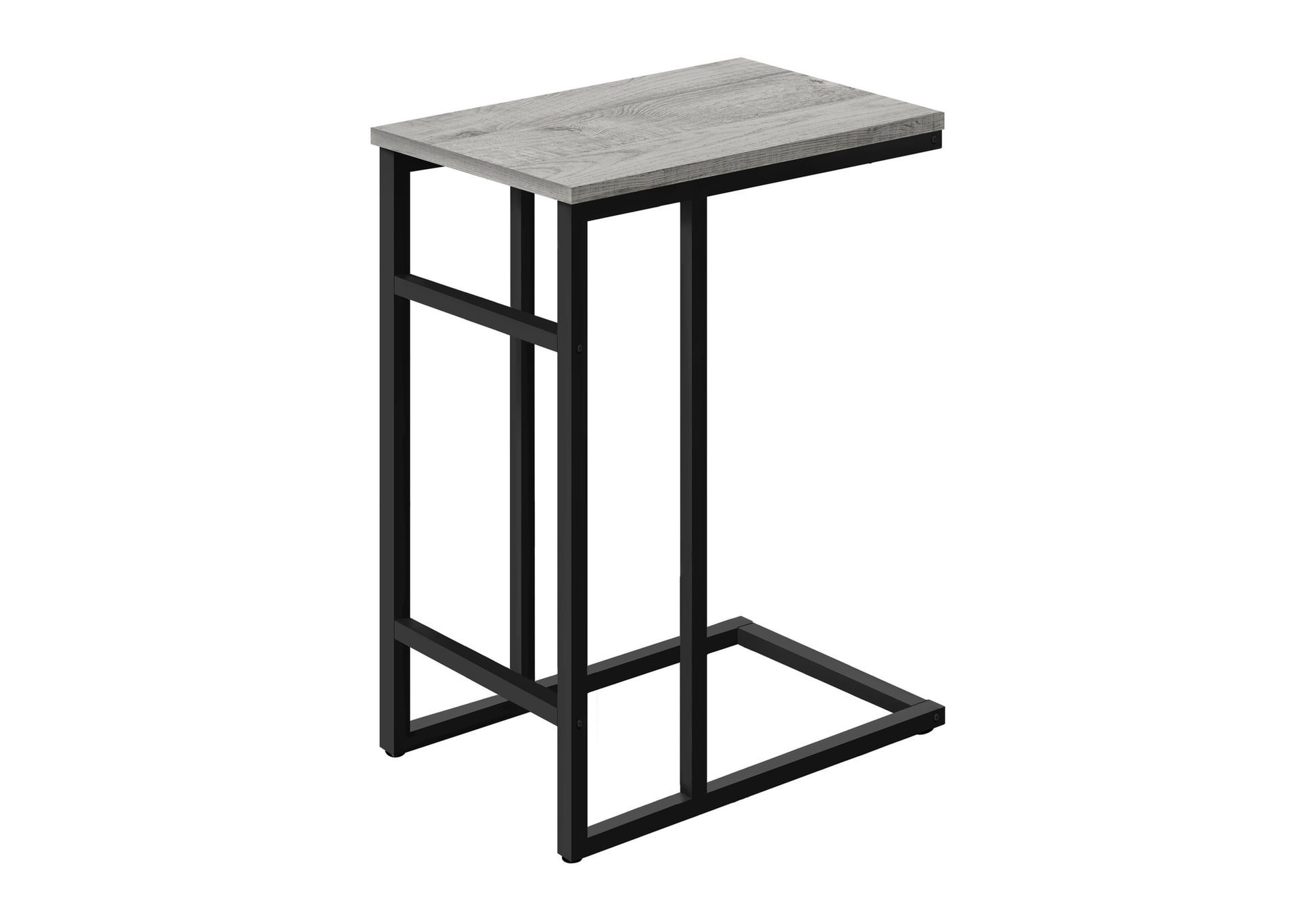 Modern grey wood top ctable with black metal frame perfect for side use