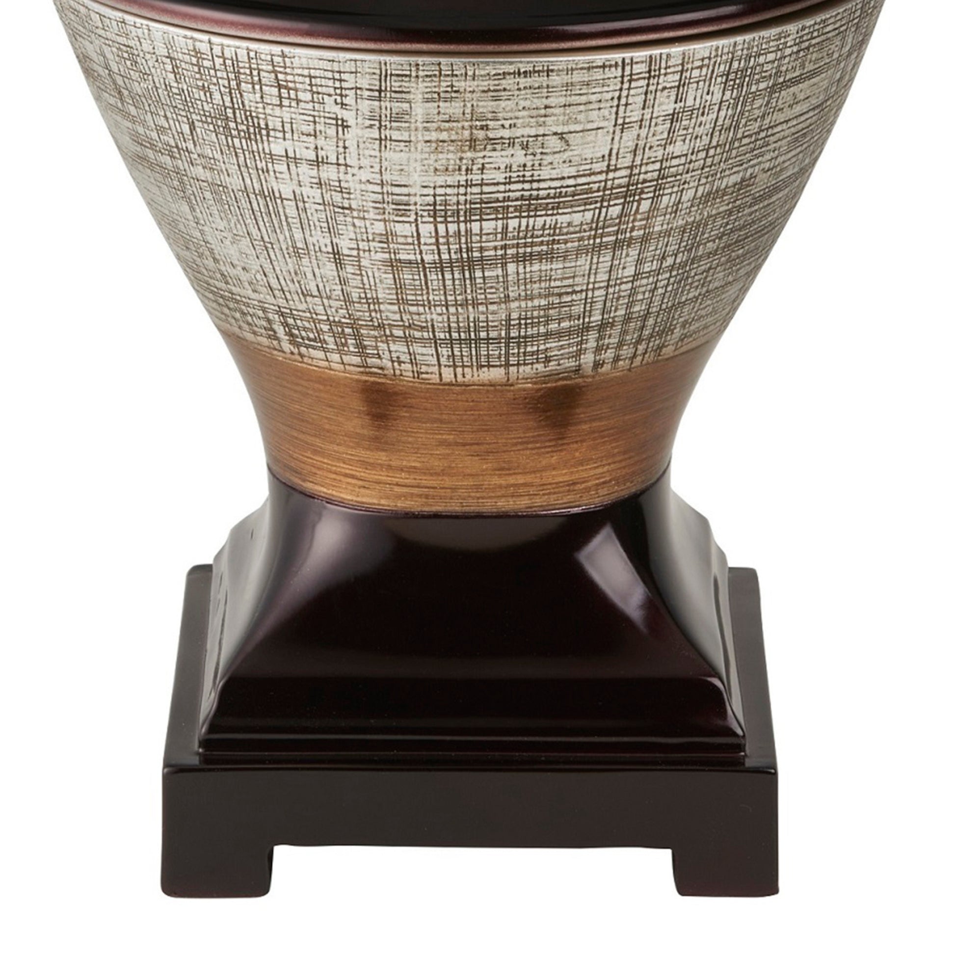 Elegant brushed gold vase with textured crosshatch pattern