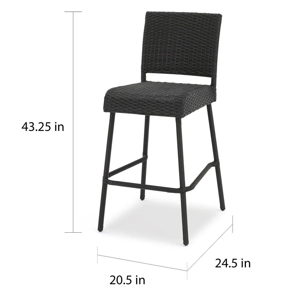 Black rattan bar stool with metal legs  inches tall