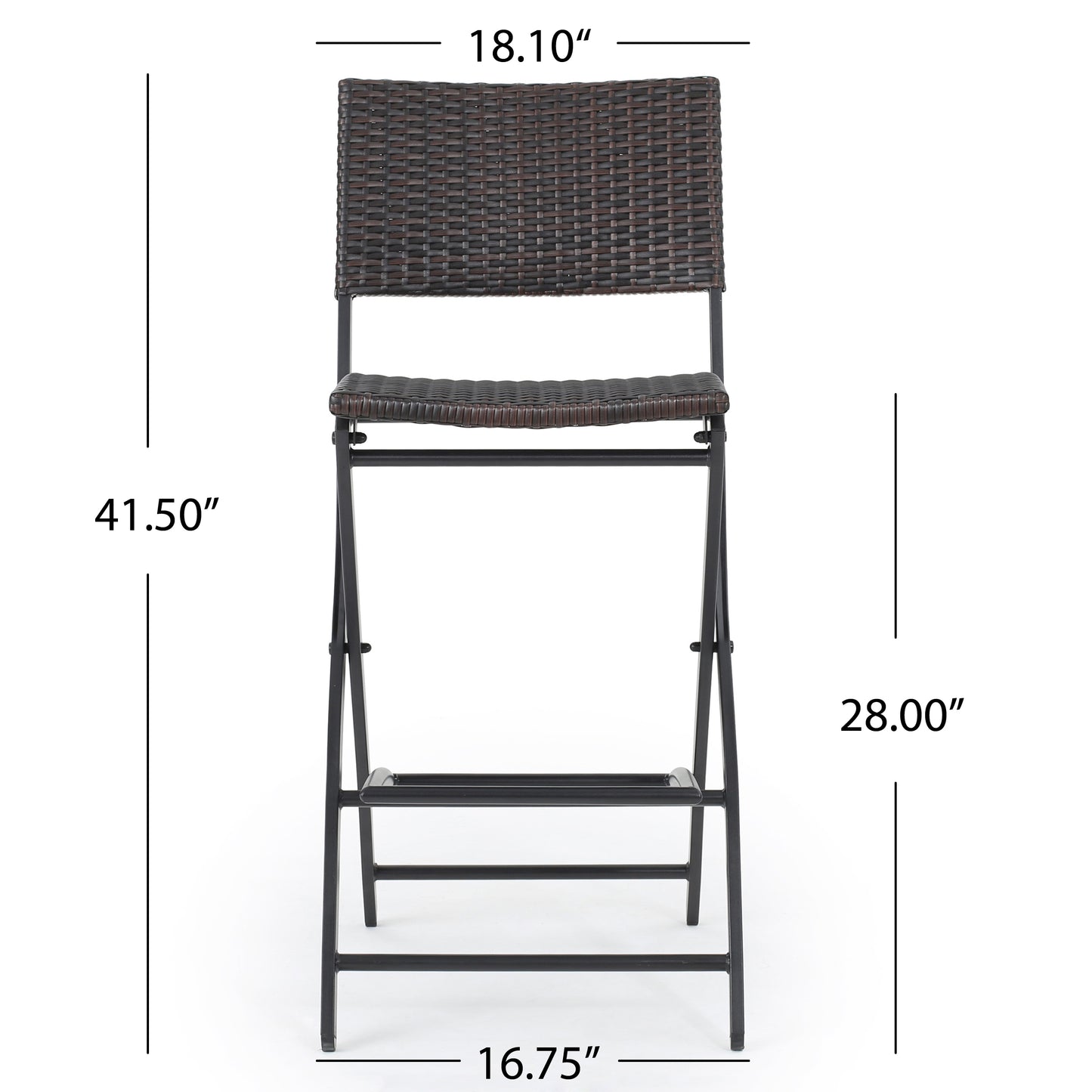Dark brown rattan bar stool with black metal frame perfect for kitchen counters