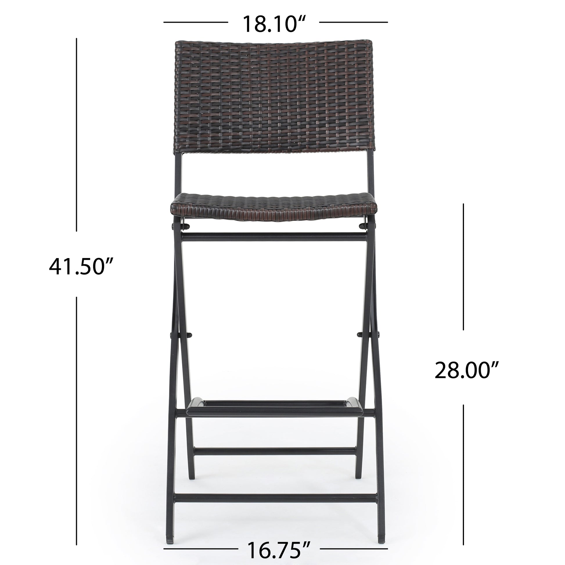 Dark brown rattan bar stool with black metal frame perfect for kitchen counters