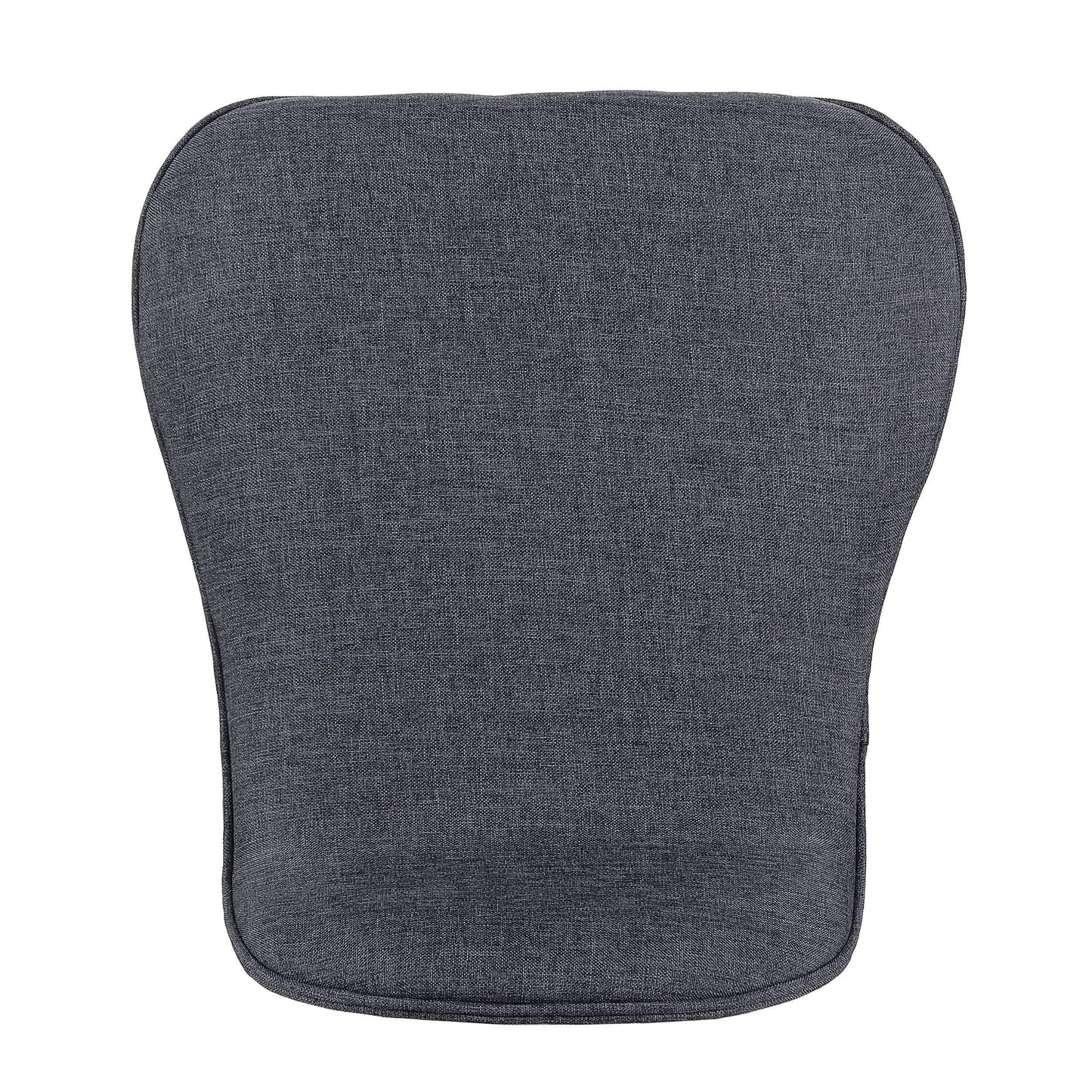 Dark gray upholstered chair back with subtle linenlike texture