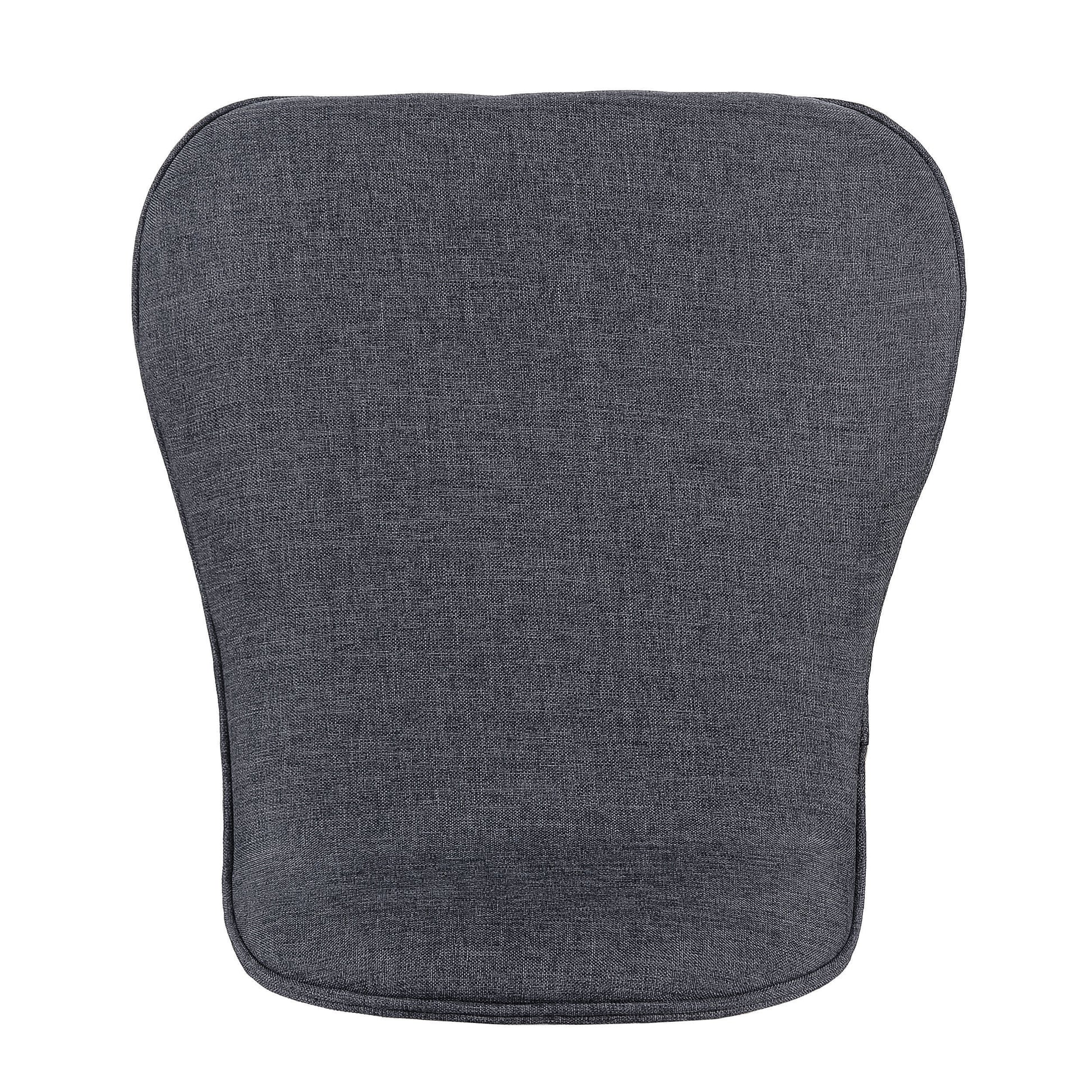 Dark gray upholstered chair back with subtle linenlike texture