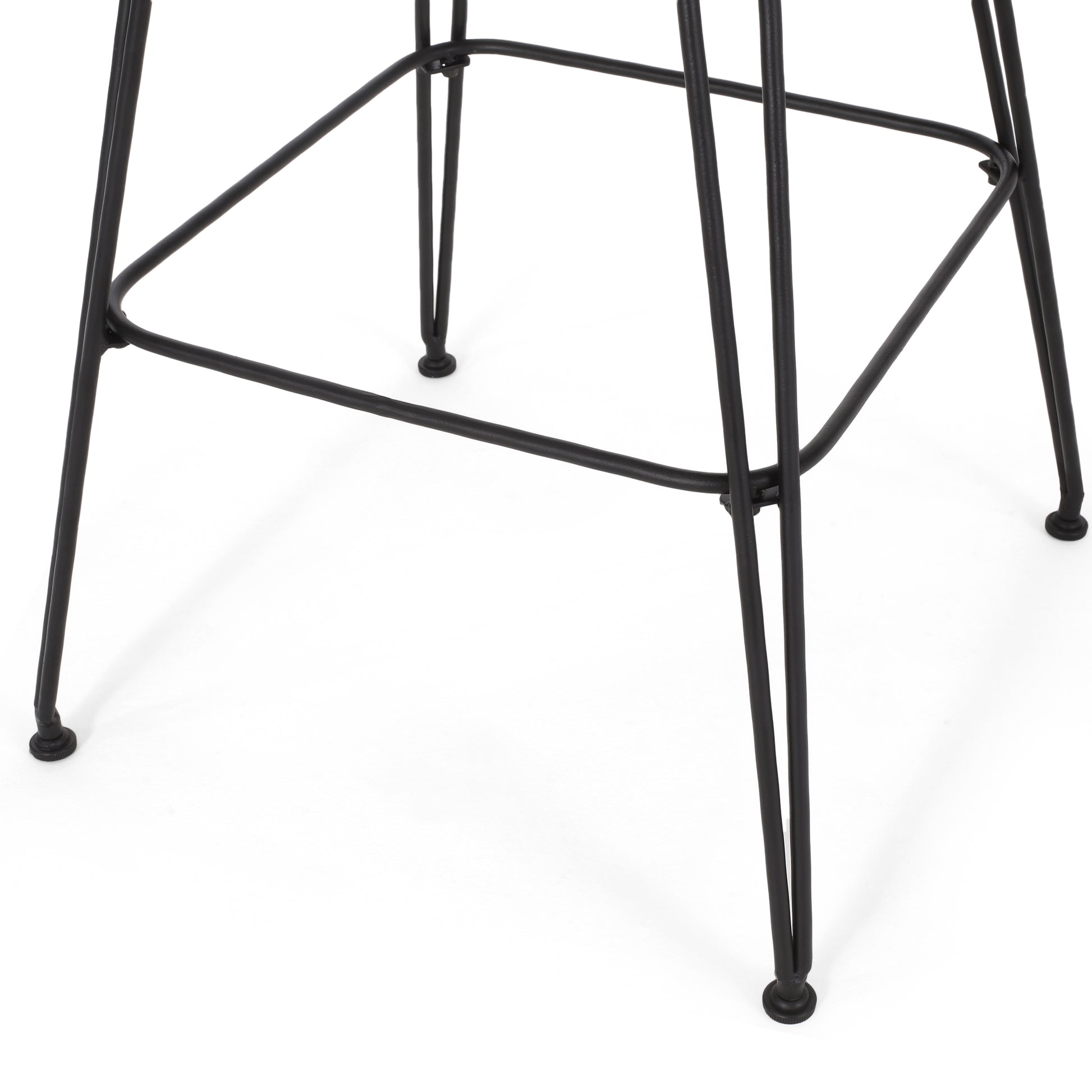 Black metal bar stool base with crossbar supports and adjustable feet