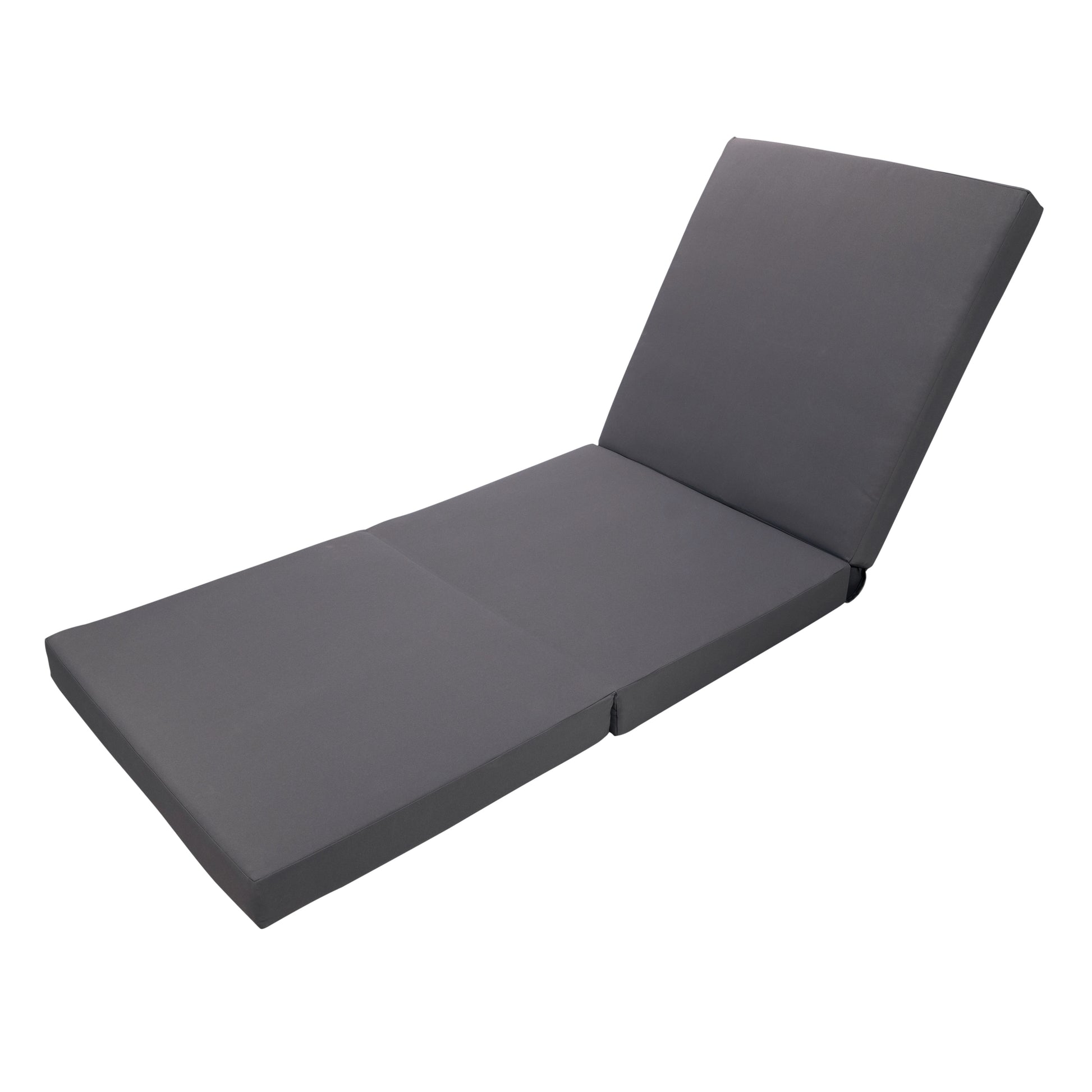 Dark gray outdoor chaise lounge cushion with adjustable backrest
