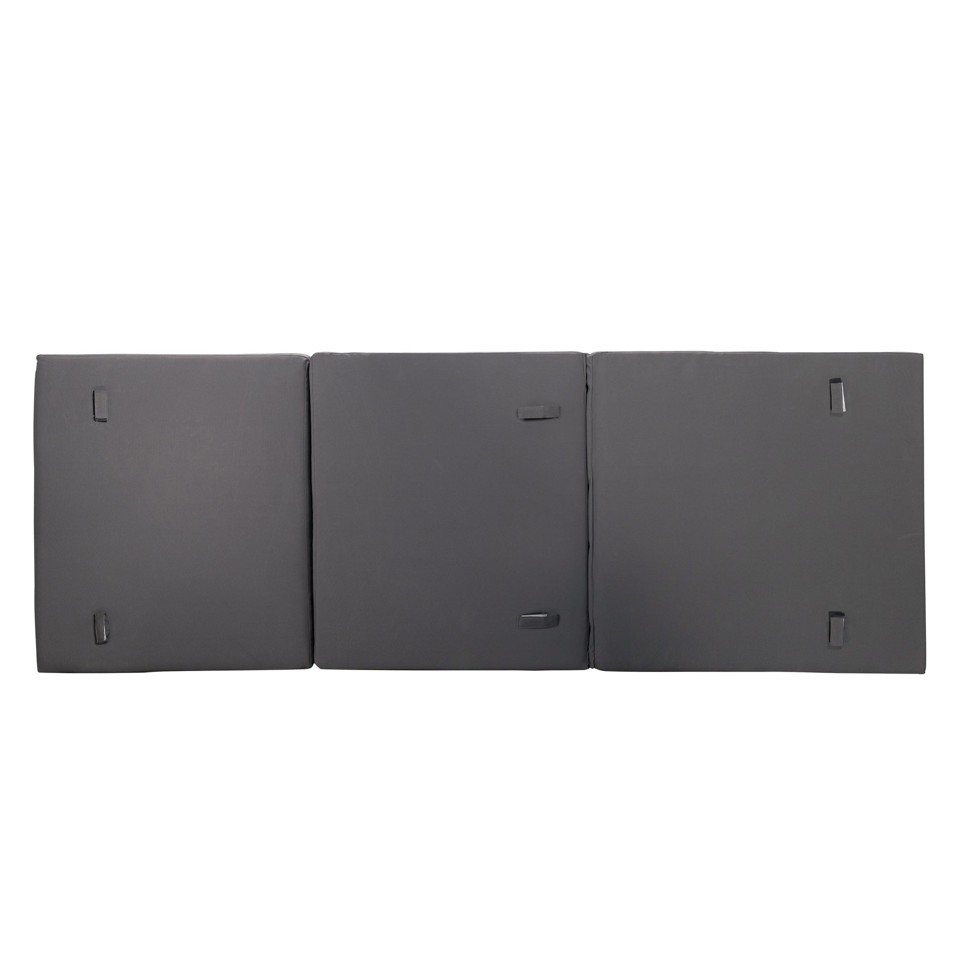 Three dark gray fabric headboard panels with subtle loops for attachment