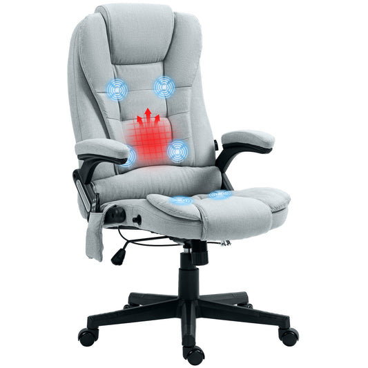 Grey fabric ergonomic office chair with lumbar heat and massage ideal for comfort