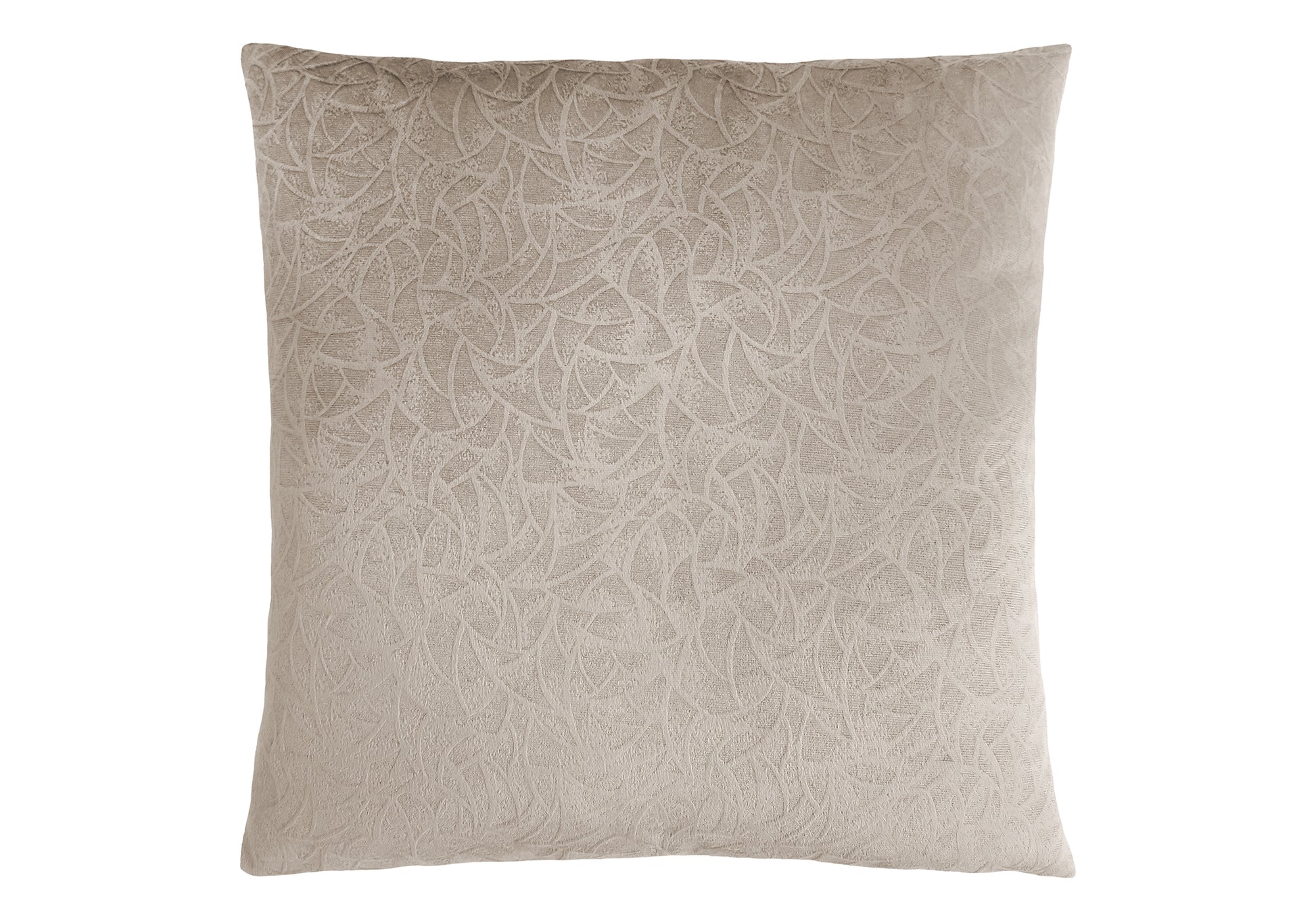 Textured beige lumbar pillow with subtle embossed leaf pattern perfect for modern sofas