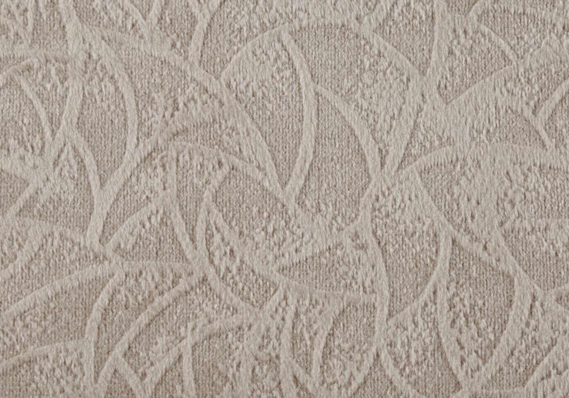 Textured beige wallpaper with embossed abstract floral pattern