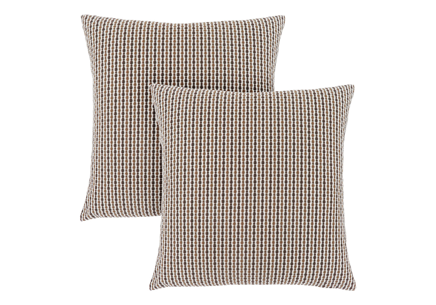 Brown and white striped textured throw pillow set for cozy living room decor