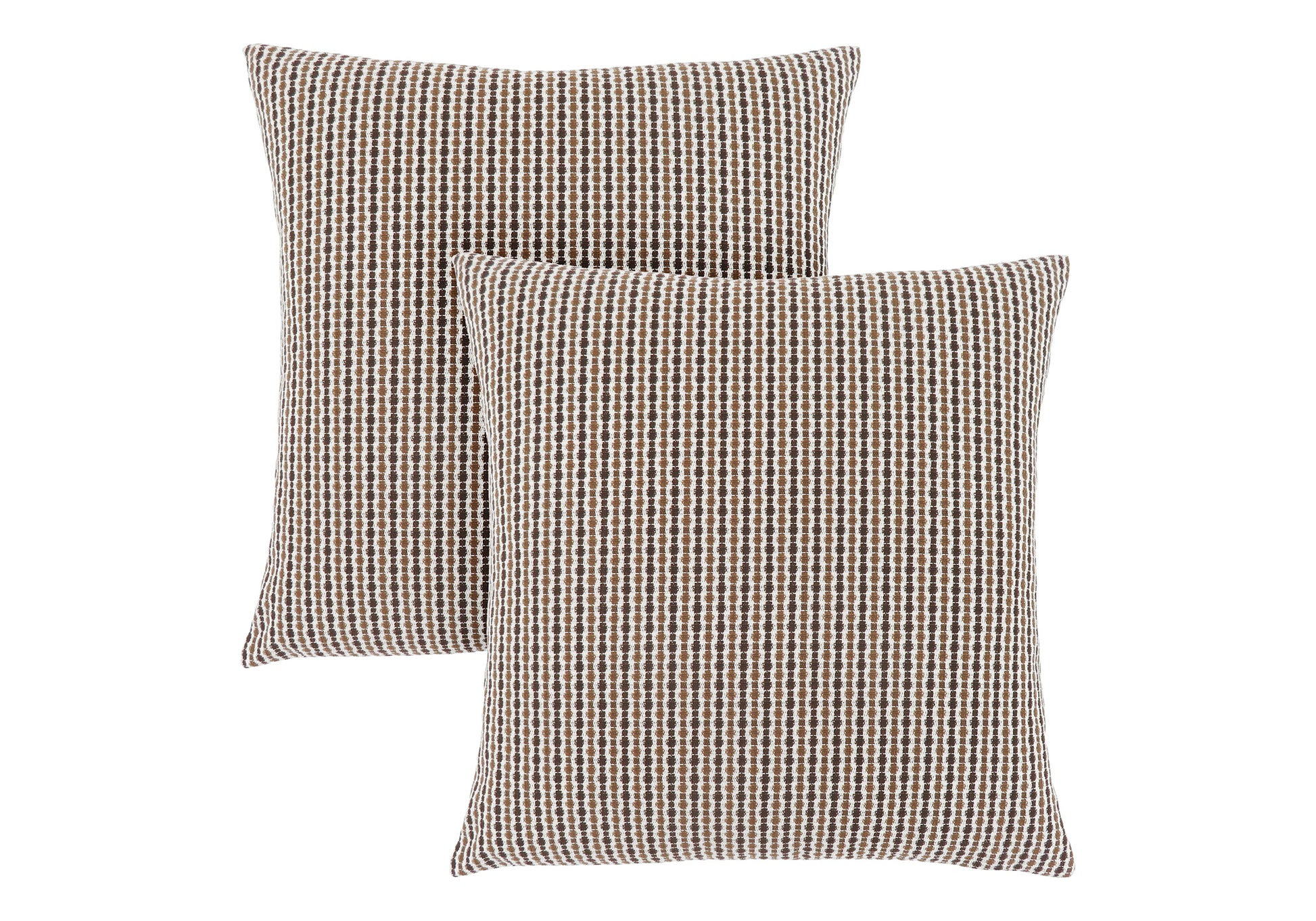 Brown and white striped textured throw pillow set for cozy living room decor