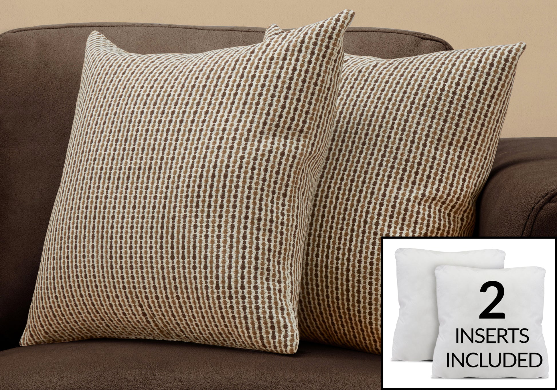 Brown and cream diamond patterned decorative pillow cover