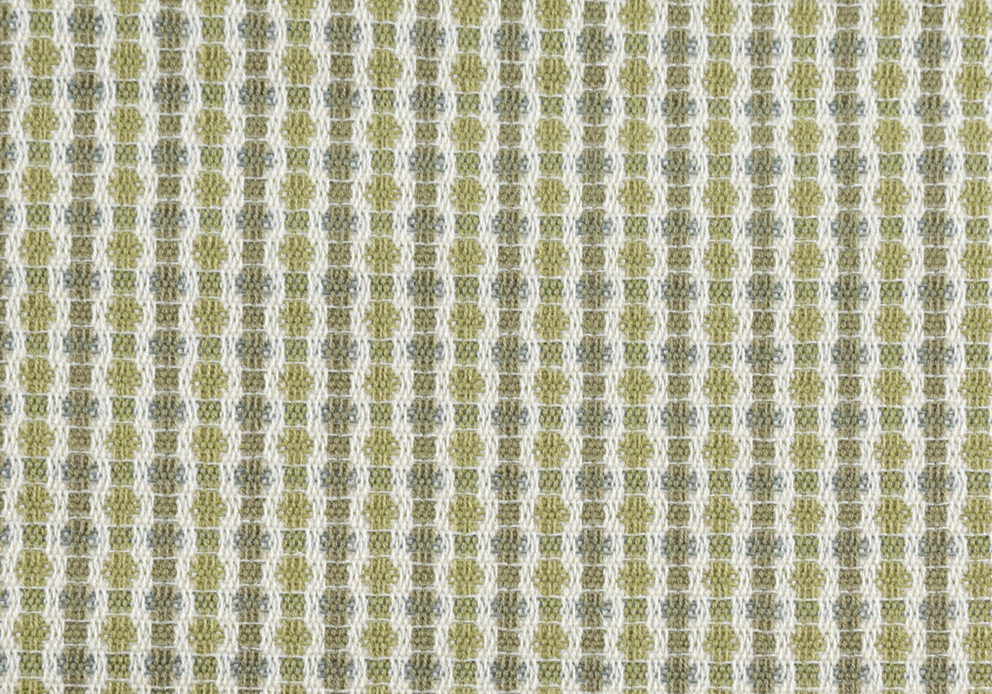 Green and white geometric woven fabric texture for upholstery