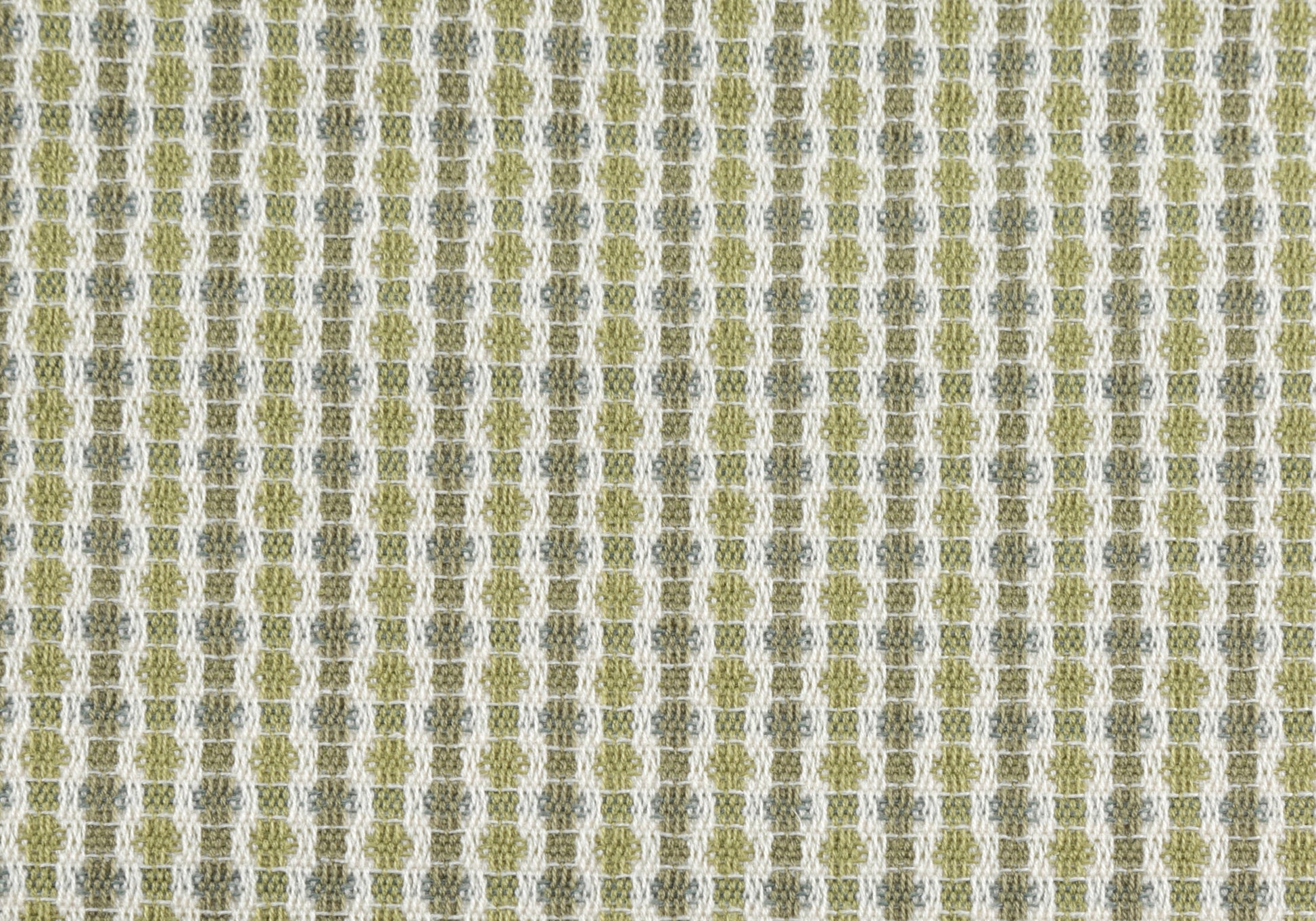 Green and white geometric woven fabric texture for upholstery