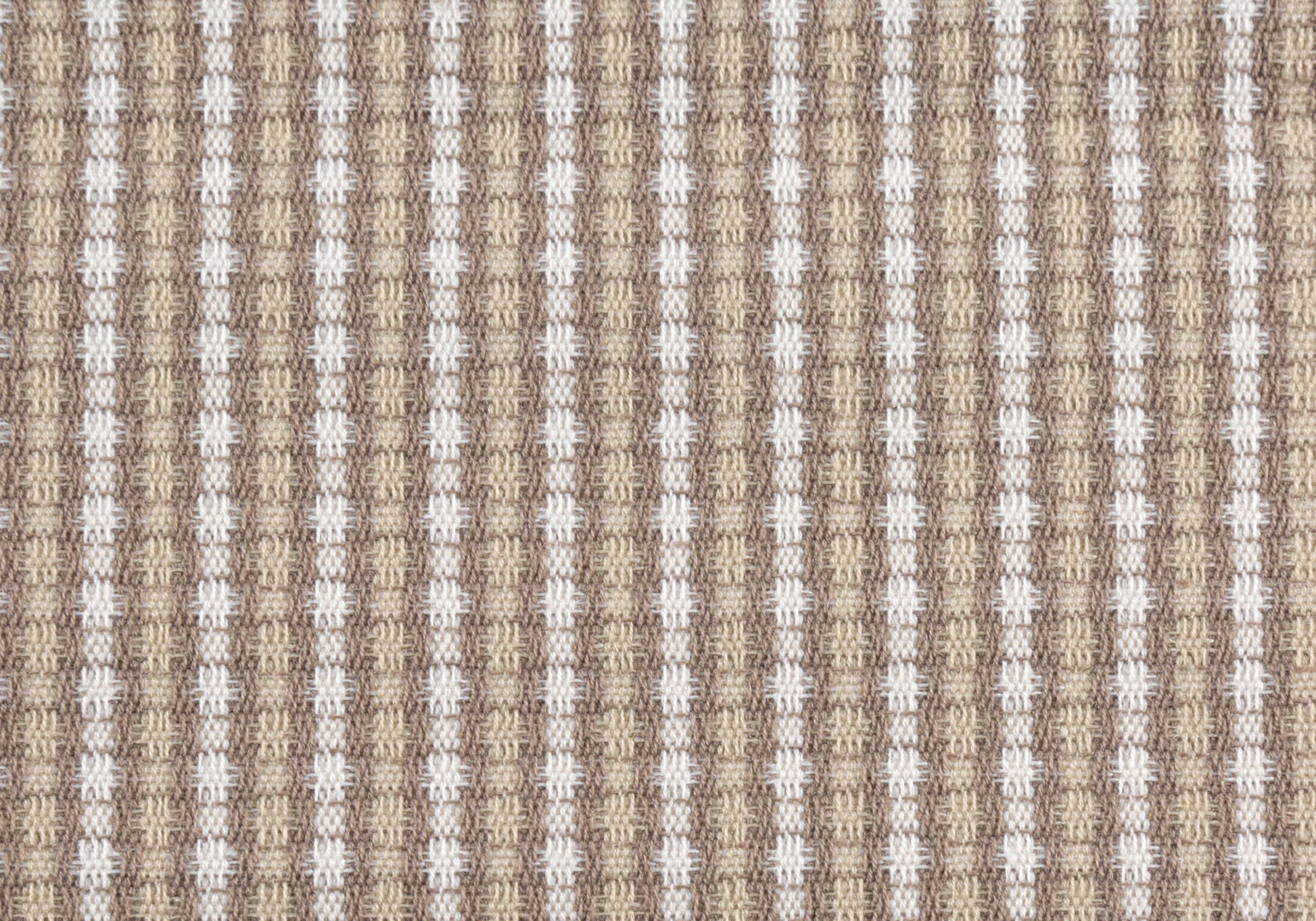 Brown and white checked cotton fabric ideal for crafting or home decor