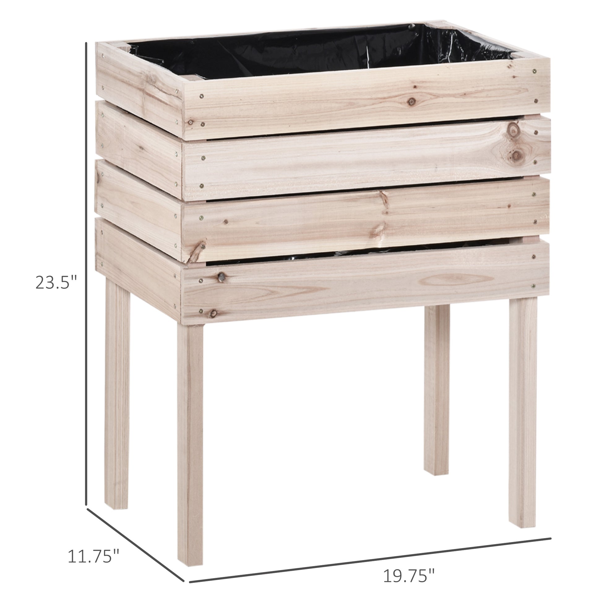 Wooden raised garden bed with a black liner and four legs Perfect for outdoor planting