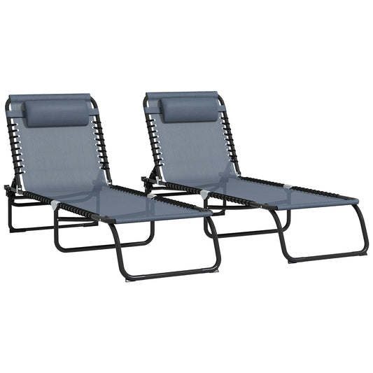 Gray fabric zero gravity chairs with adjustable headrests and black metal frames