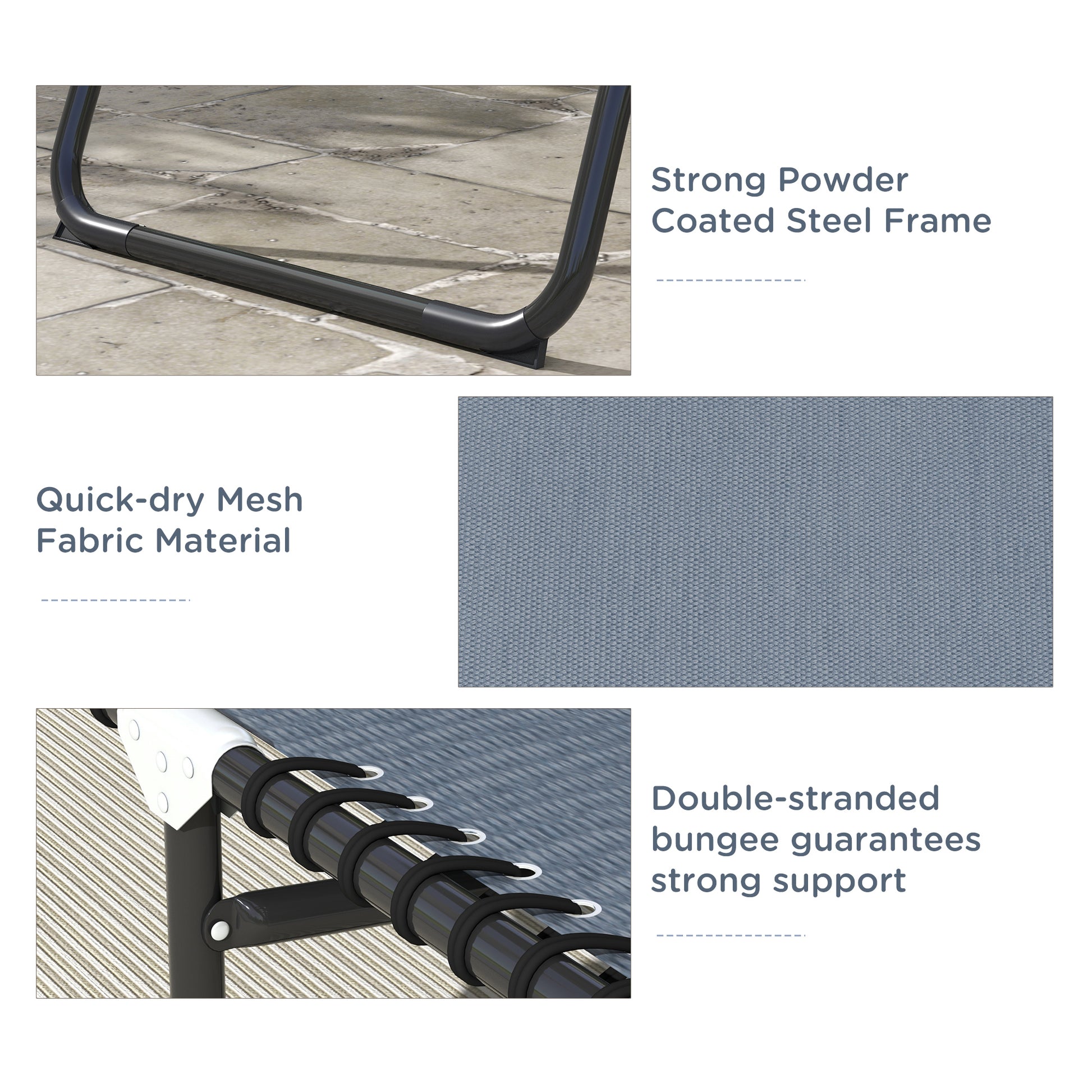 Black powder coated steel frame for outdoor chair durability