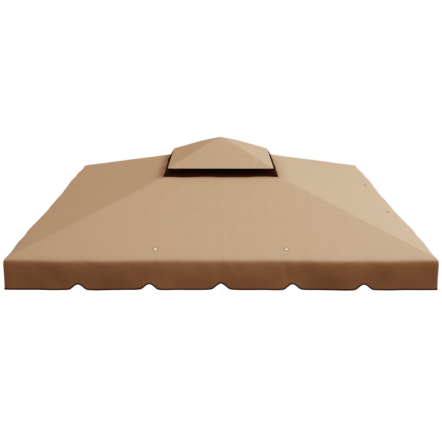 Tan canvas gazebo canopy with dualtier roof for outdoor patios