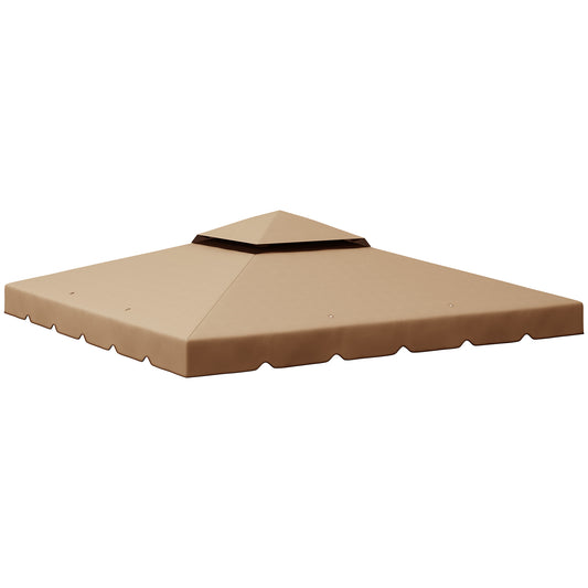 Beige square gazebo canopy top with a tiered roof design perfect for outdoor patios