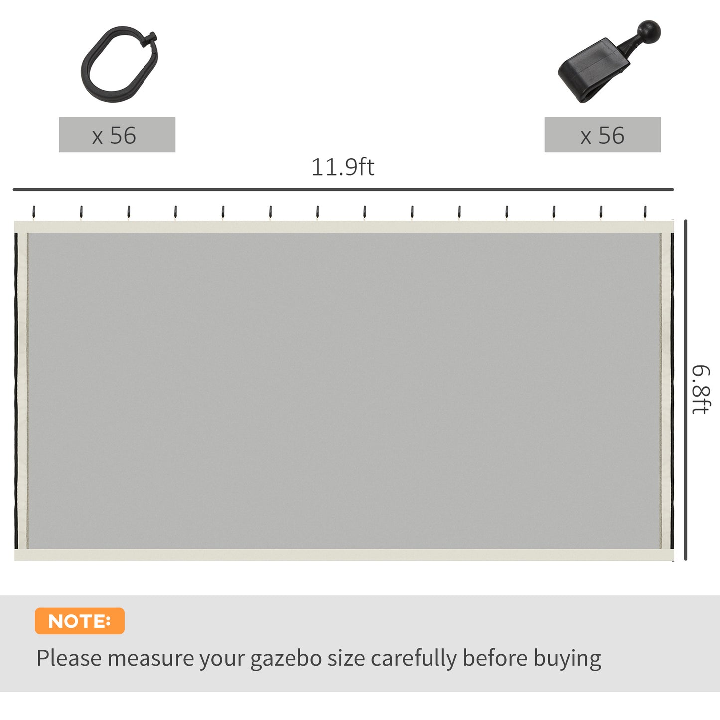 Gazebo screen mesh cover ft x ft light gray includes  ties