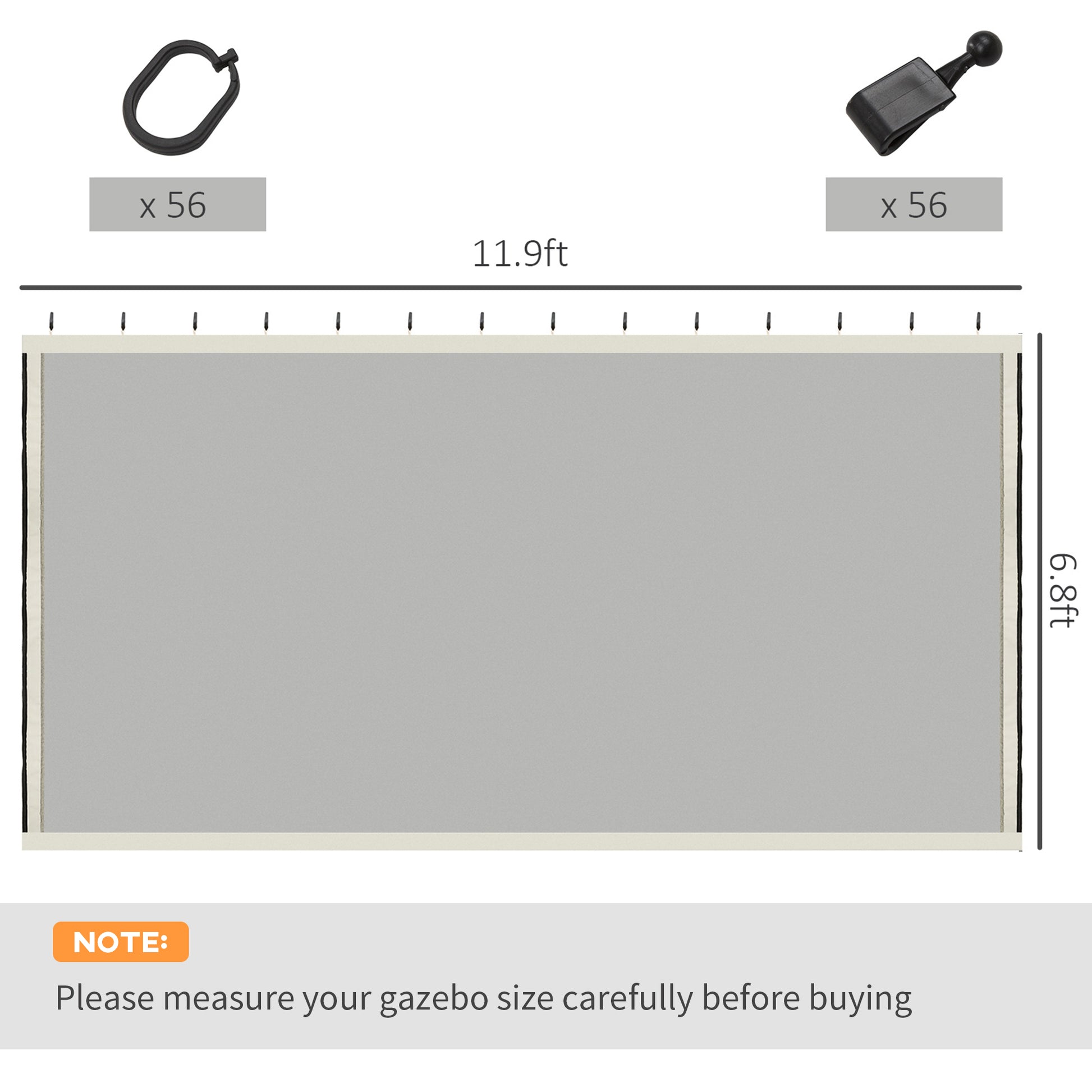 Gazebo screen mesh cover ft x ft light gray includes  ties