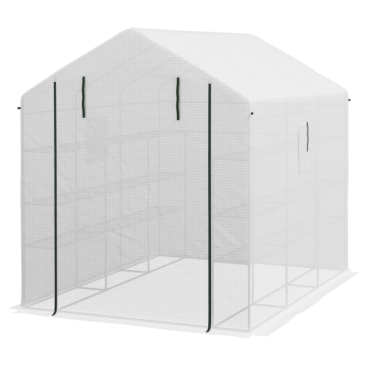 White walkin greenhouse with PE cover and steel frame ideal for small gardens
