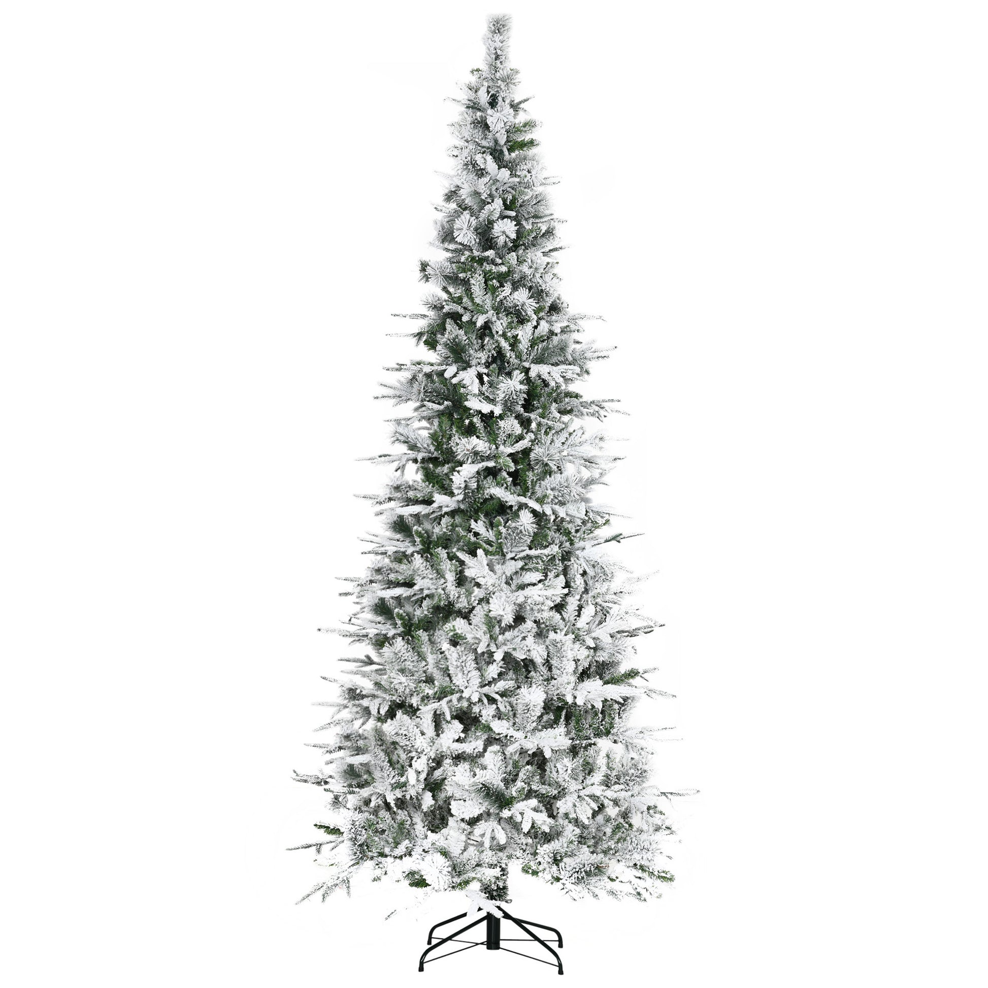 Flocked artificial Christmas tree with green branches and realistic snow effect