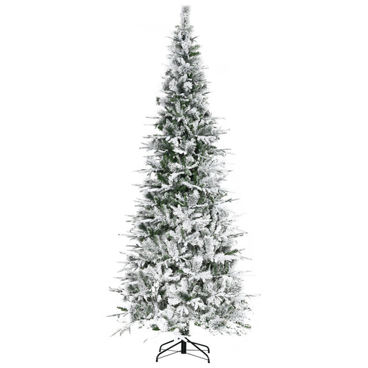 Flocked artificial Christmas tree with green branches and realistic snow effect