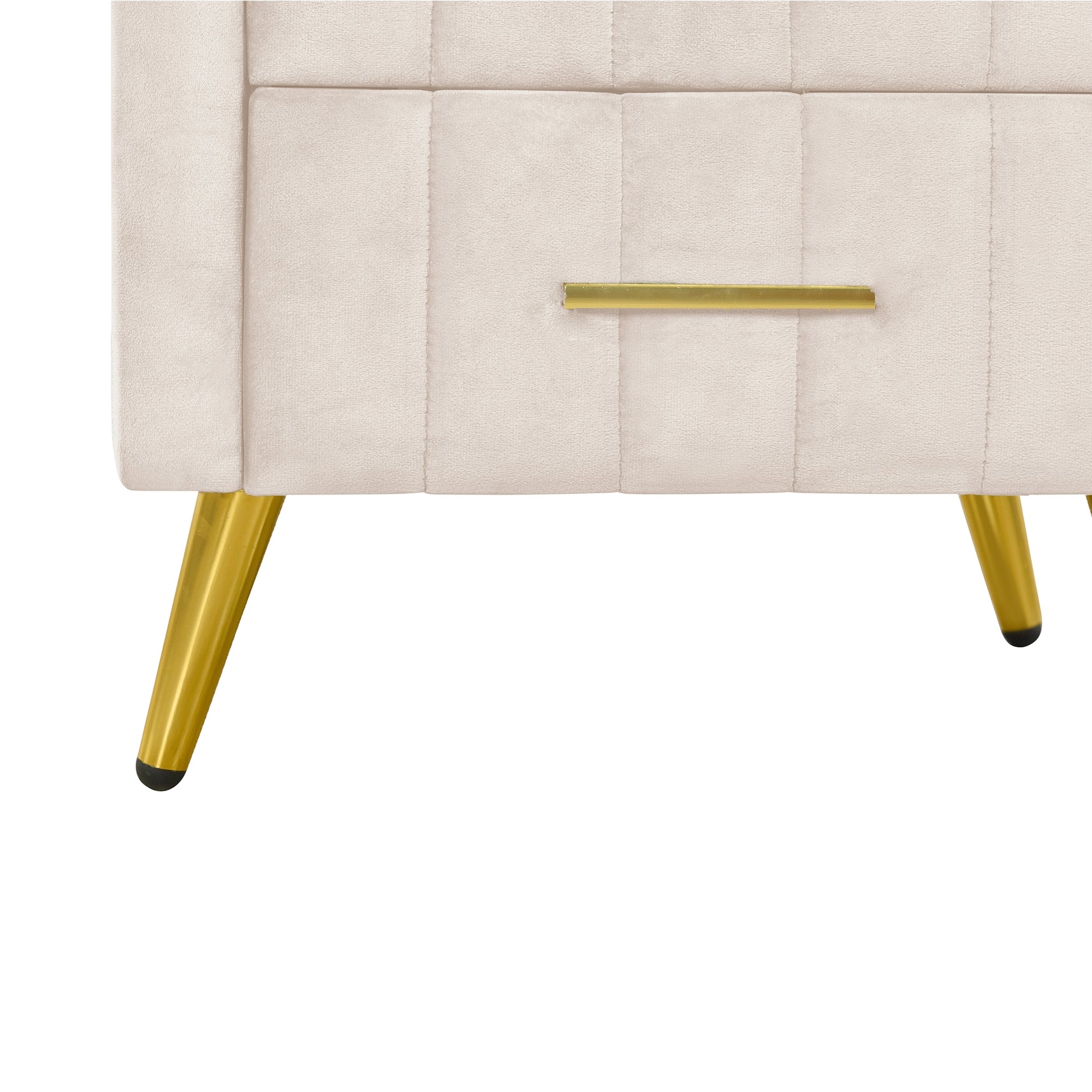 Cream velvet dresser drawer with gold pull