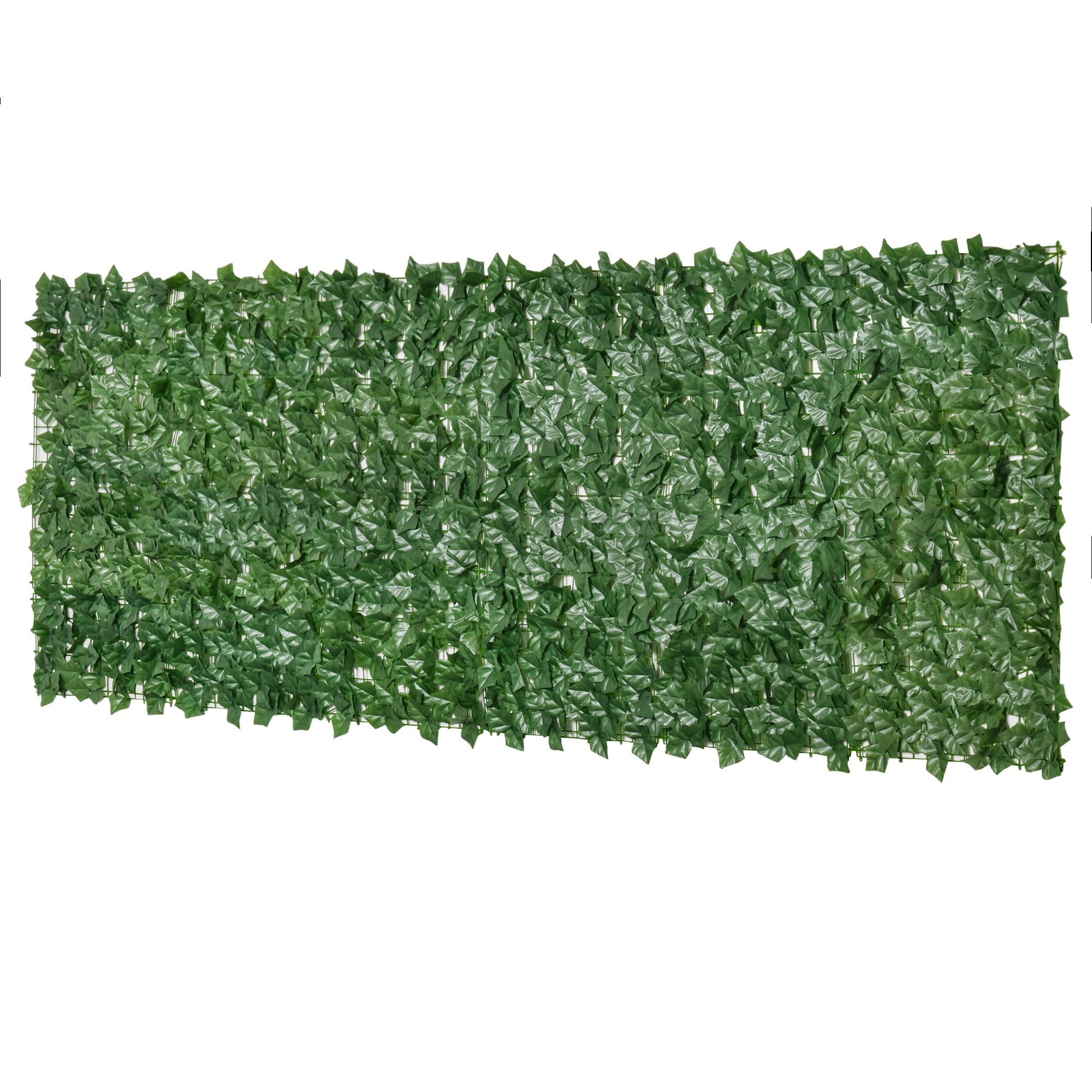 Dense green artificial ivy foliage on a mesh panel for privacy screens