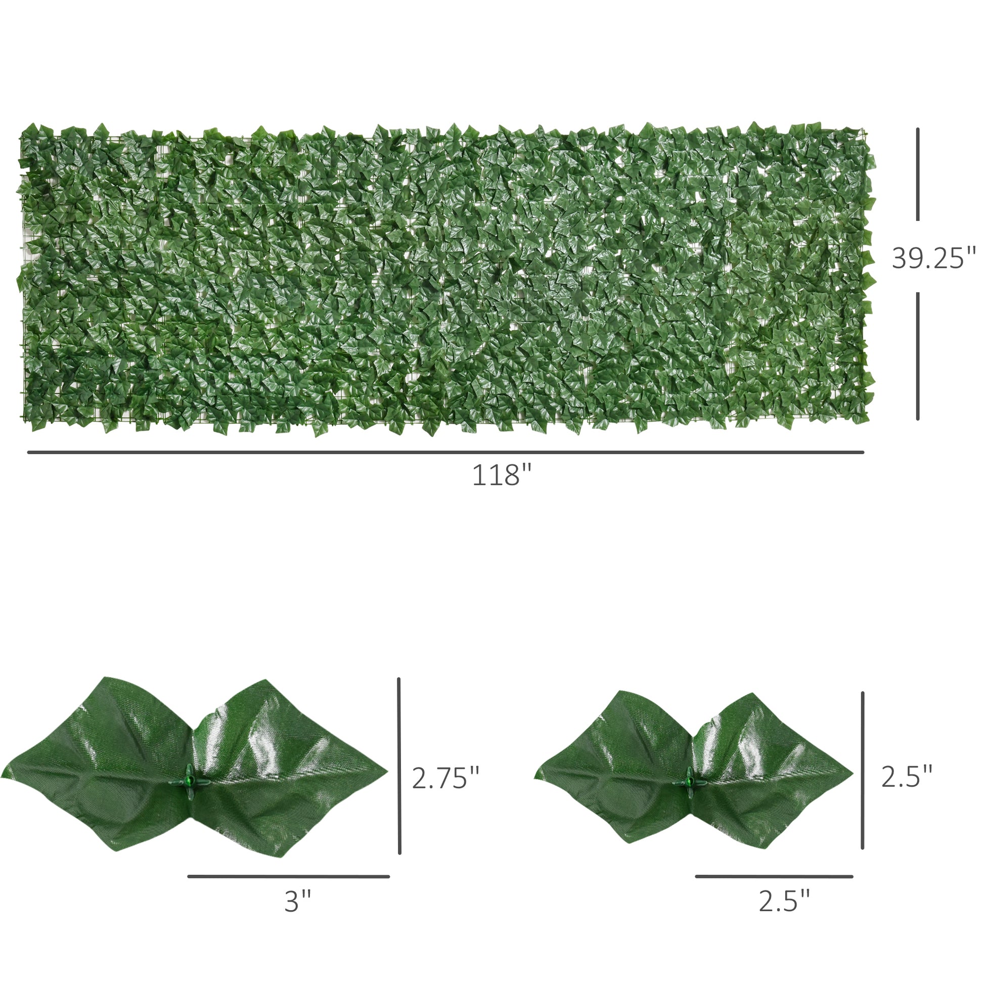 Realistic green artificial ivy fence screen  inches long for privacy