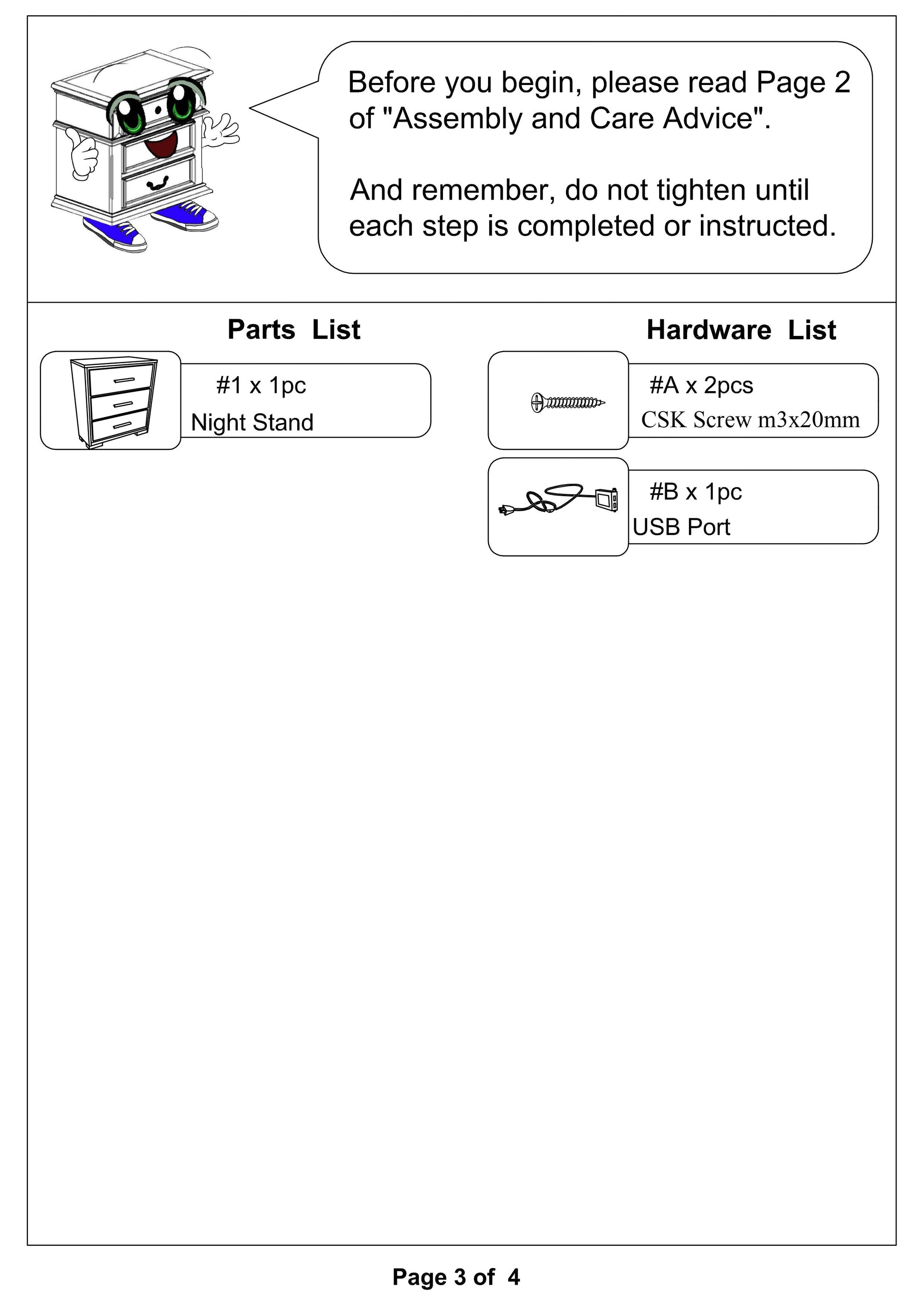 Cartoon night stand illustration with arms and legs