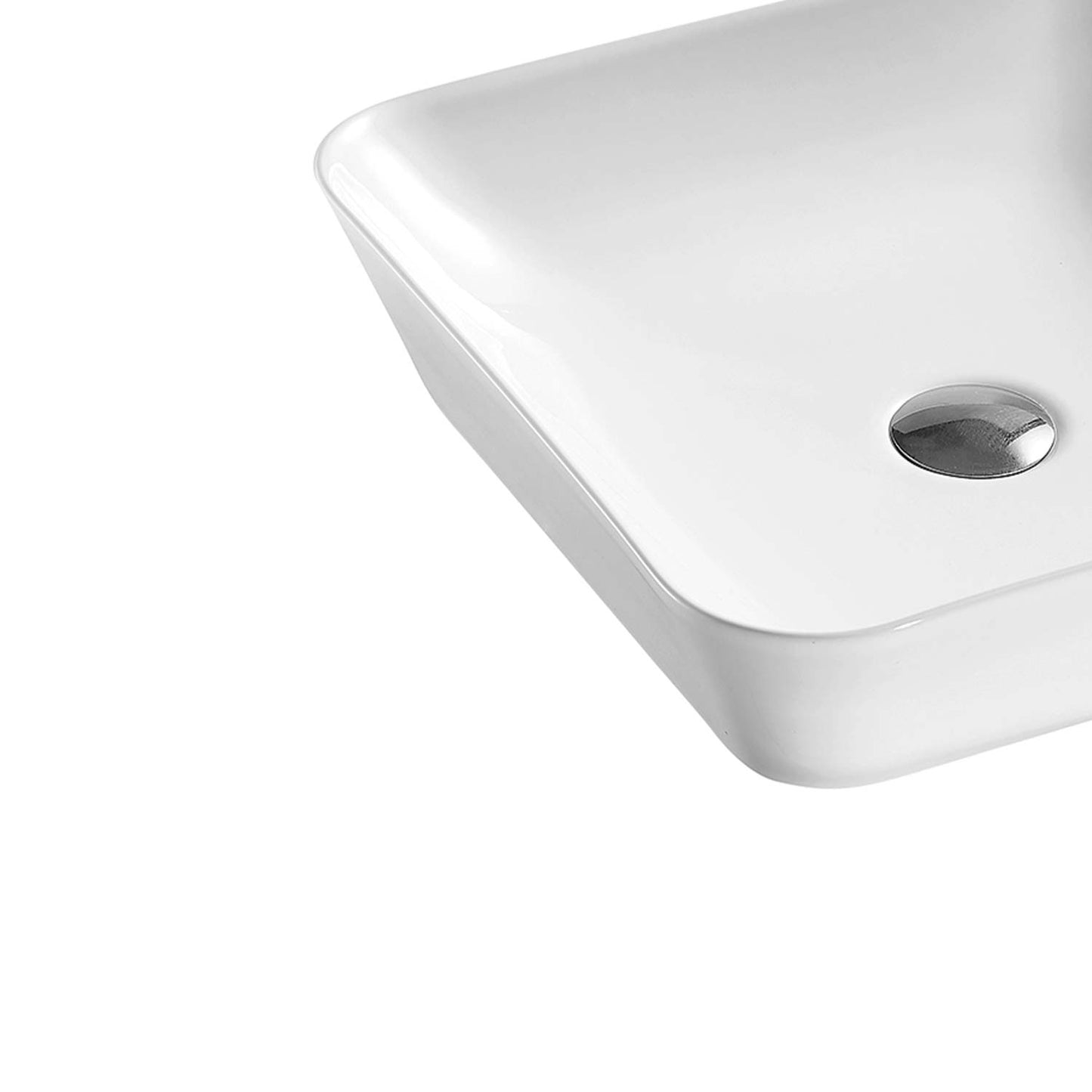 White ceramic vessel sink with chrome drain modern bathroom essential