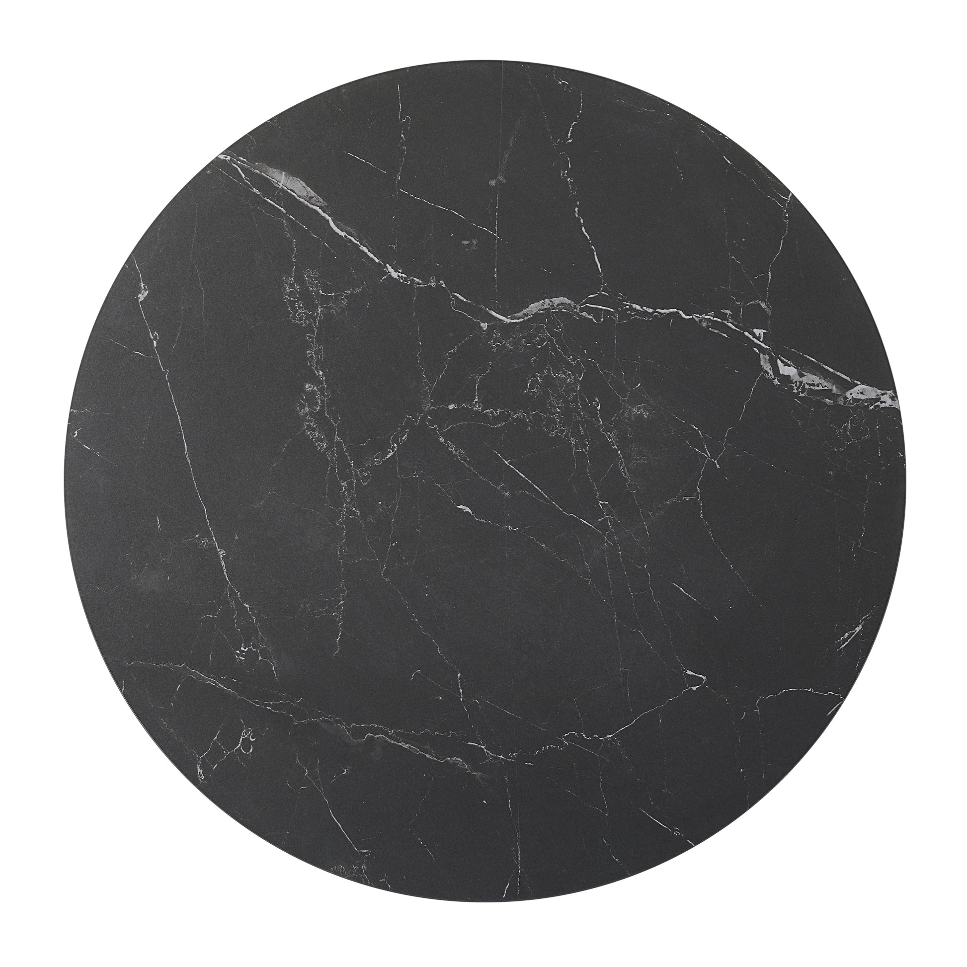 Dark grey round marble table top with white veining ideal for dining rooms