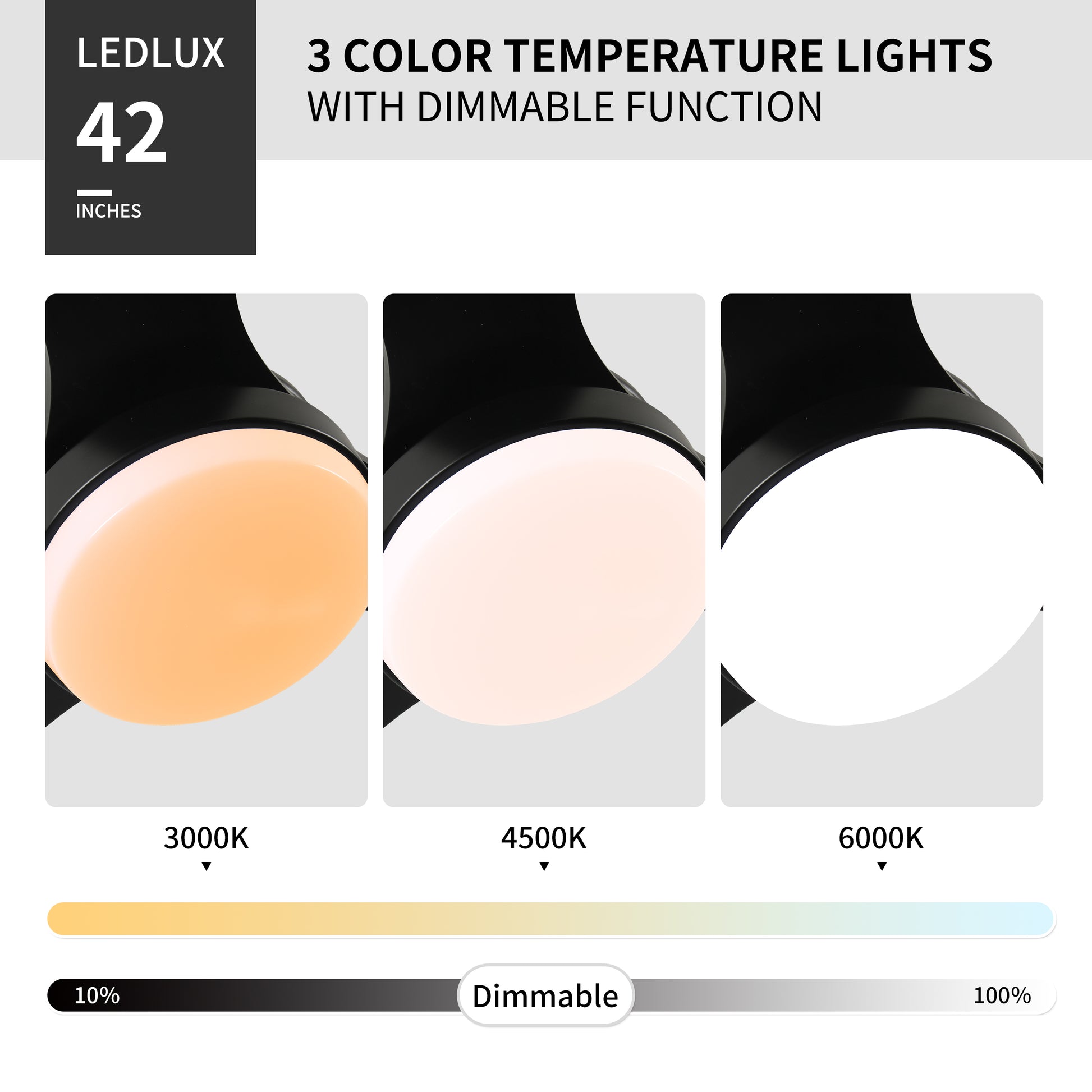 LEDLUX inch ceiling fan with warm white light K