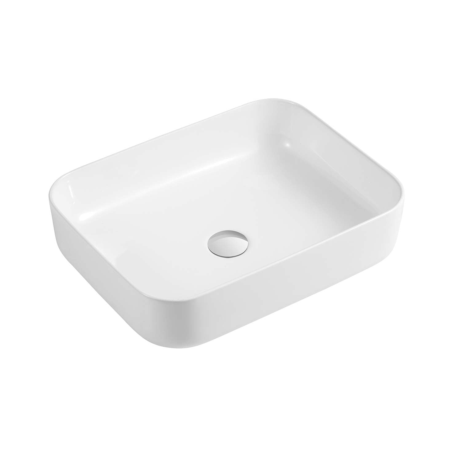 Rectangular ceramic vessel sink modern white bathroom basin
