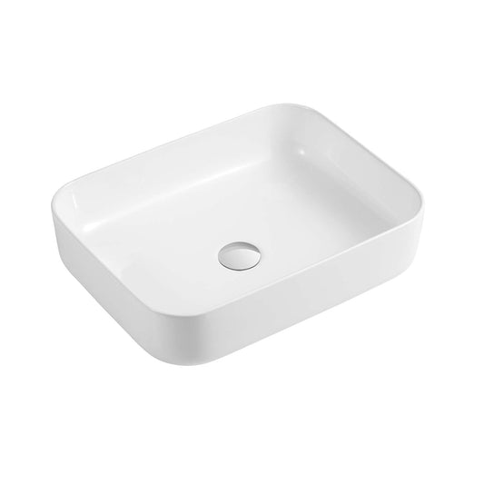 Rectangular ceramic vessel sink modern white bathroom basin